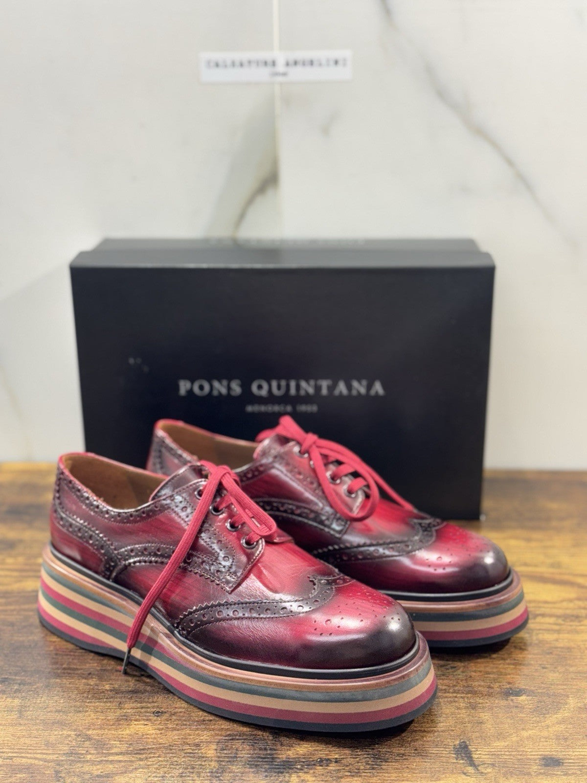 Pons Quintana Stringata Donna Pelle Cherry Casual Woman 40