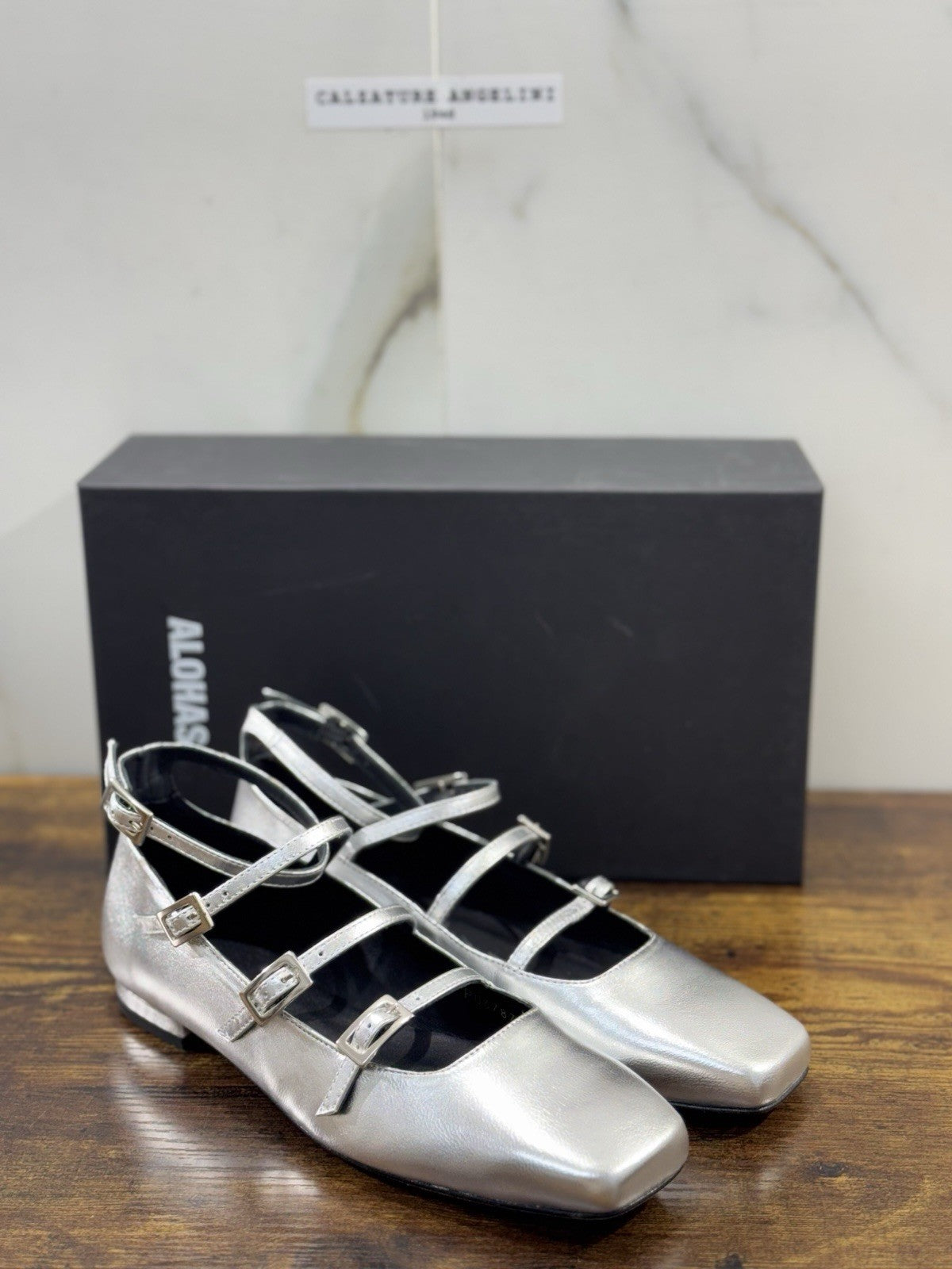 Alohas Ballerina Donna Pelle Silver Casual Shoe 38