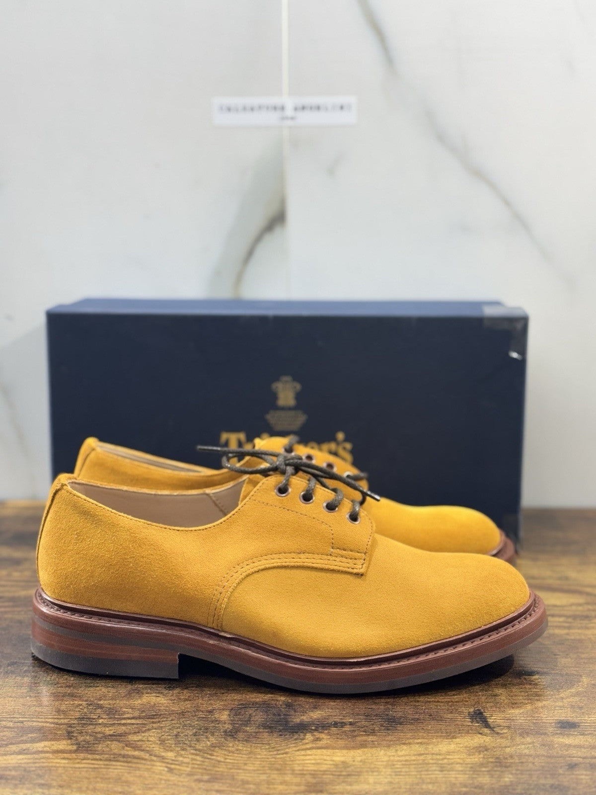 Tricker’s Scarpa Uomo Derby Daniel Suede Curry Dainite Sole 43