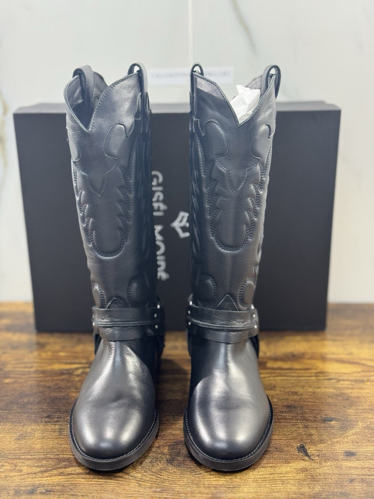 Gisel Moire’ Stivale Donna Pelle Nera Made In Italy 39