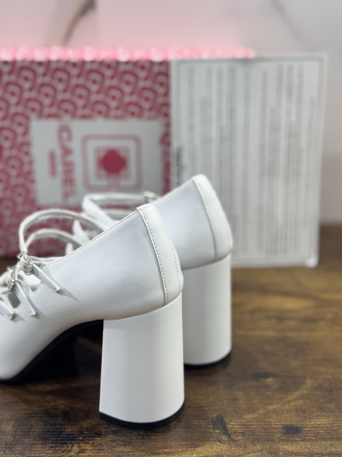 Carel Paris Décolletté Mary Jane Keel Pelle Bianco Luxury Con Tacco 40