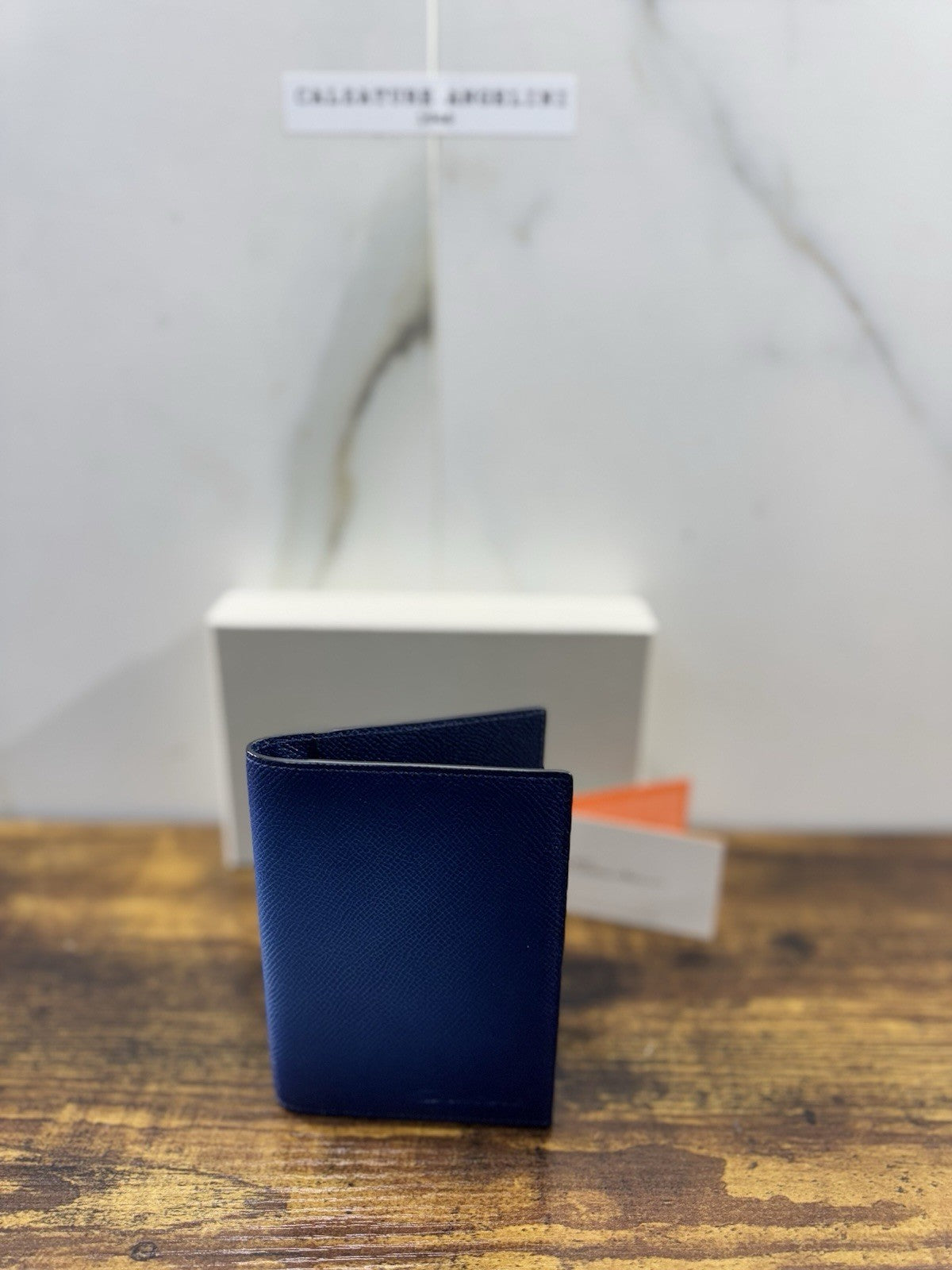 Santoni Porta Passaporto Pelle Blu Bottolata Santoni Luxury Men Passaport