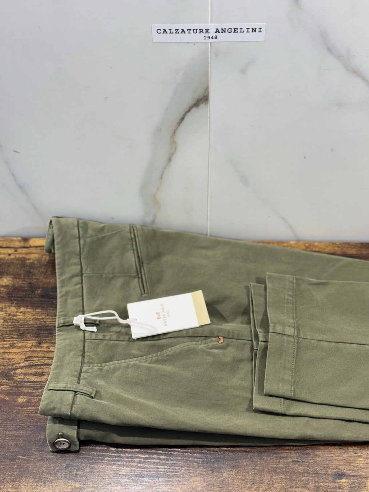 Entre Amis Pantalone Sartoriale Tasche America Verde Militare Made In Italy 29