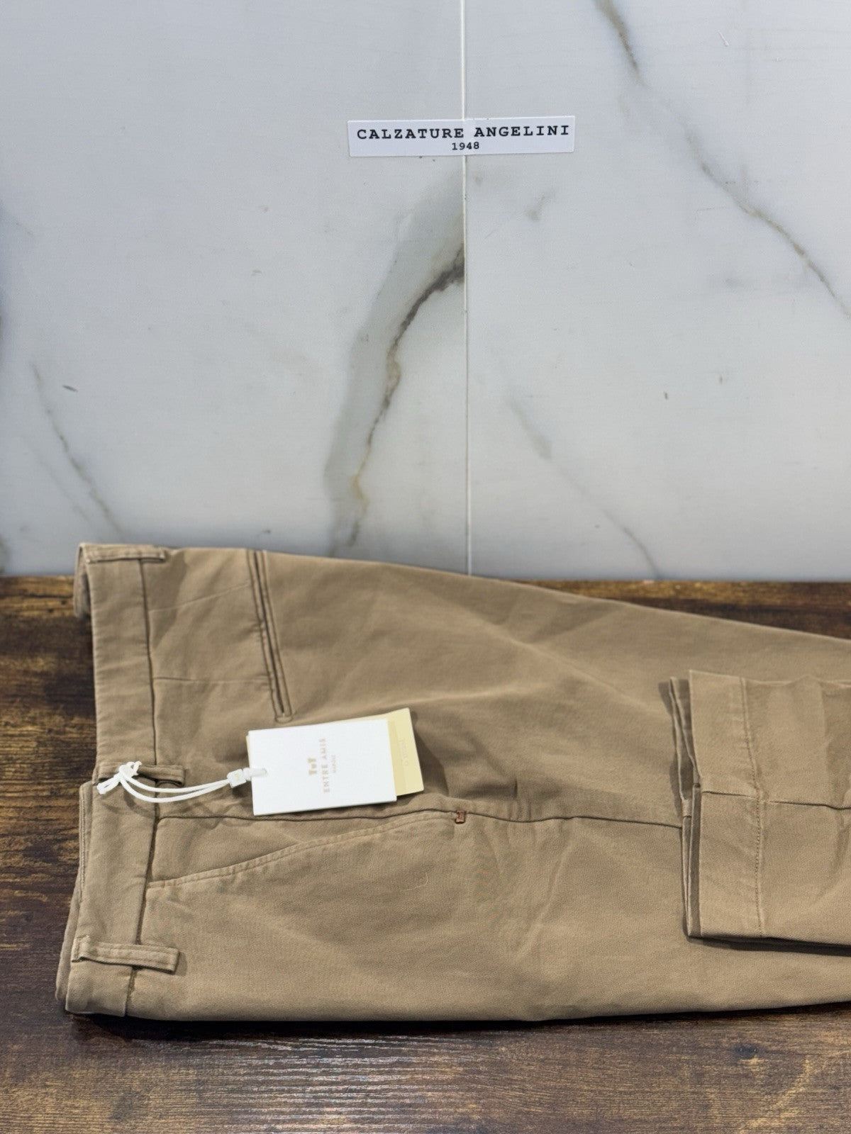 Entre Amis Pantalone Sartoriale Tasche America Beige Scuro Made In Italy 32
