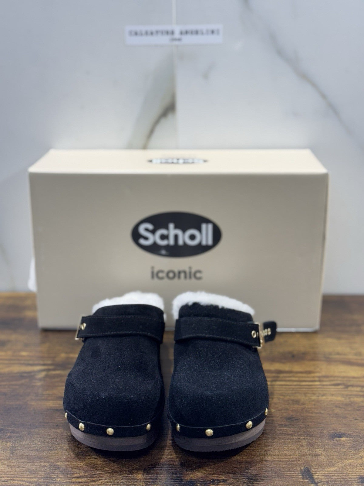 Scholl Pescura Robin Zoccolo Donna Suede Nero Casual Clogs 38