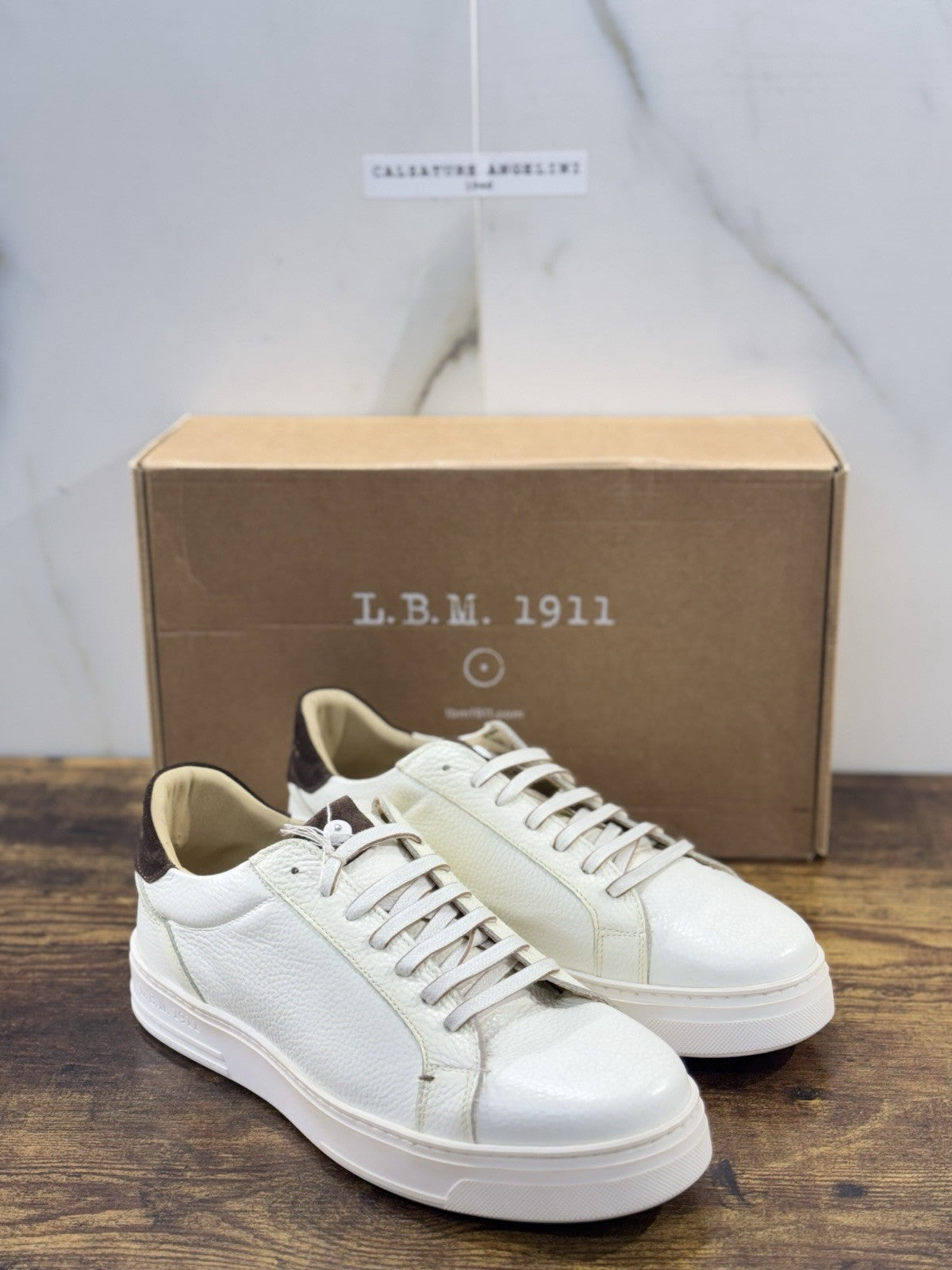 l.b.m. 1911 Sneaker Uomo Icon Pelle Bianca Testa Moro Made In Italy 43