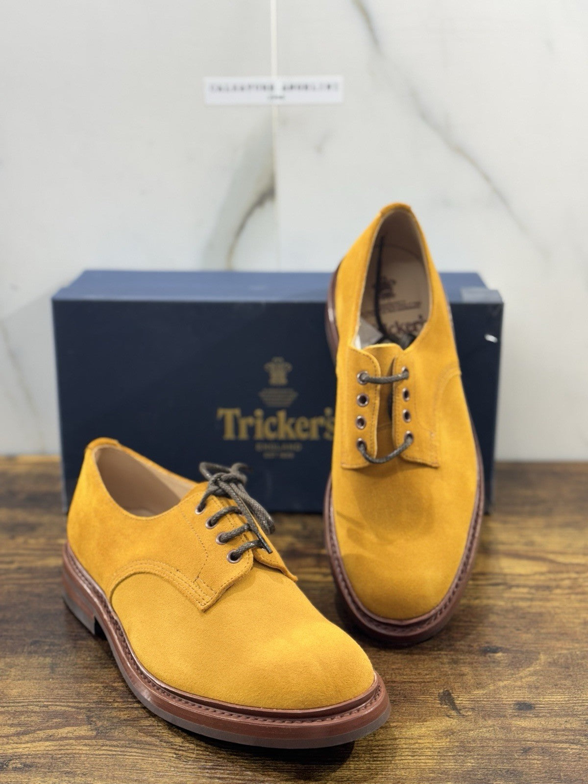 Tricker’s Scarpa Uomo Derby Daniel Suede Curry Dainite Sole 43