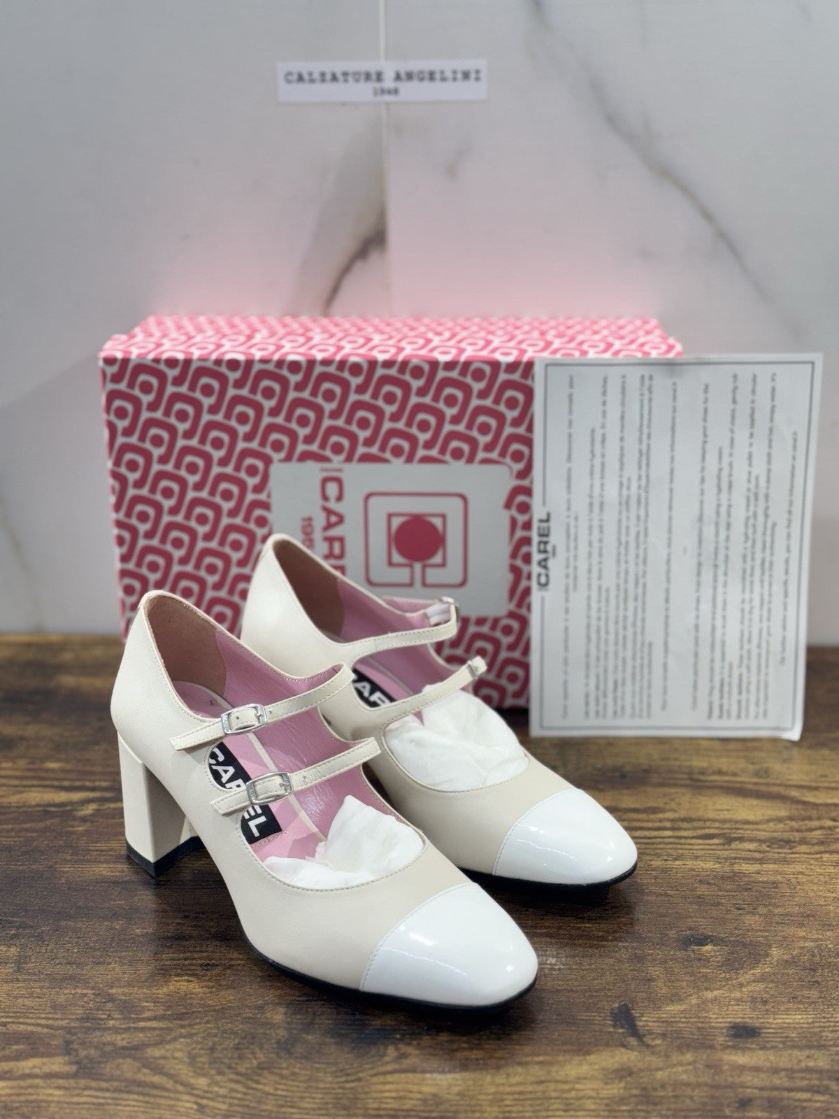 Carel Paris Décolletté Mary Jane Cherry Beige Bianco Luxury 37