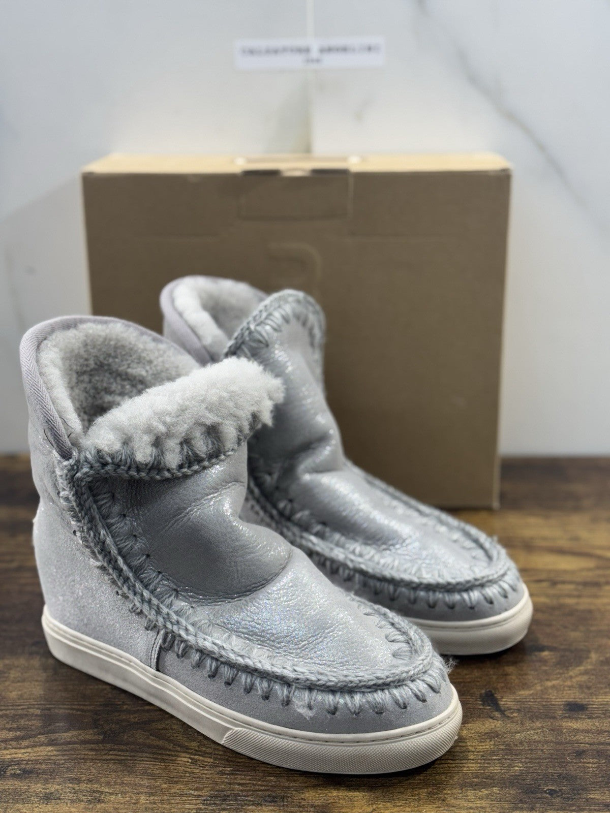 Mou Inner Wedge Sneaker Casual Mou Woman Boot Pelle Argento 40