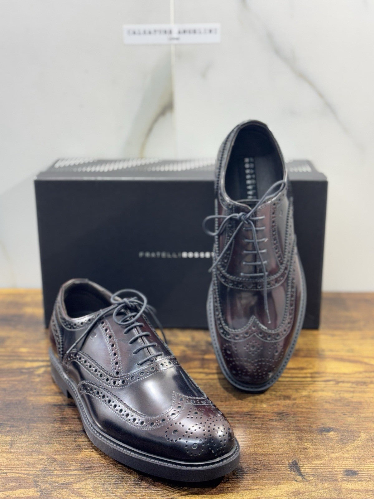 fratelli rossetti Scarpa Uomo Derby Brogue Bordo’ Pelle Luxury Men Shoe 39