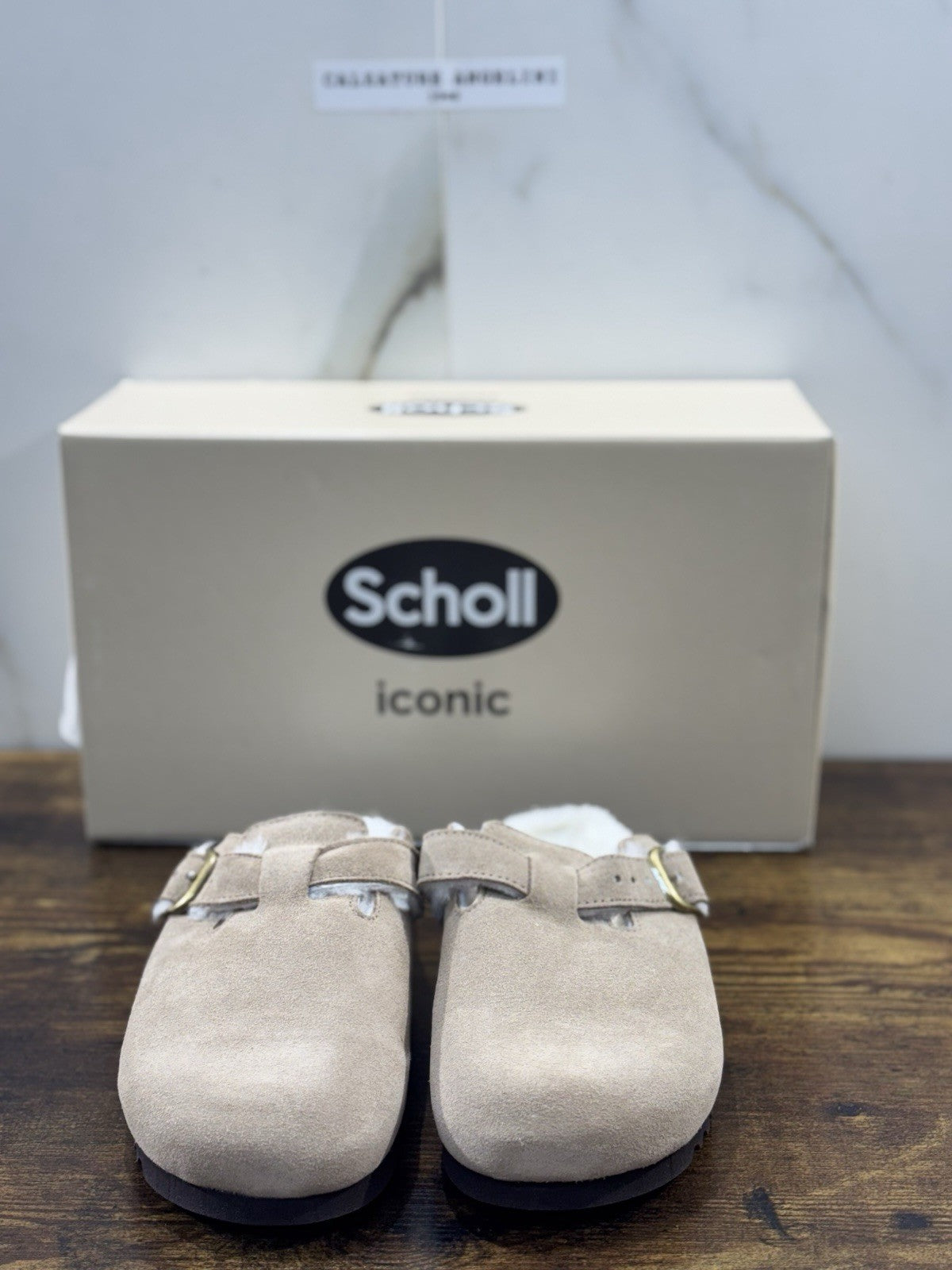 Scholl Fae New F Sabot Donna Suede Taupe Casual 38