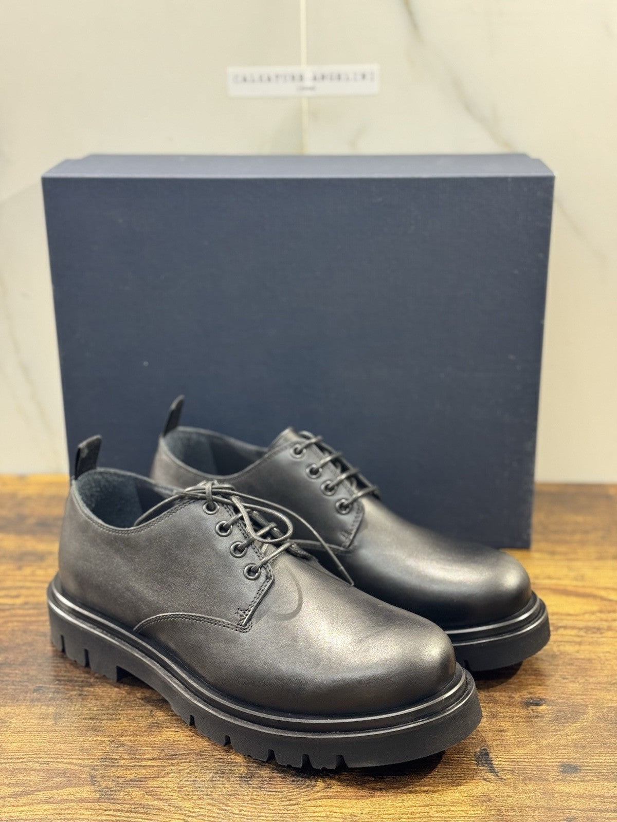 Seboy’s Scarpa Derby Uomo Pelle Nero Casual Men Shoes 42