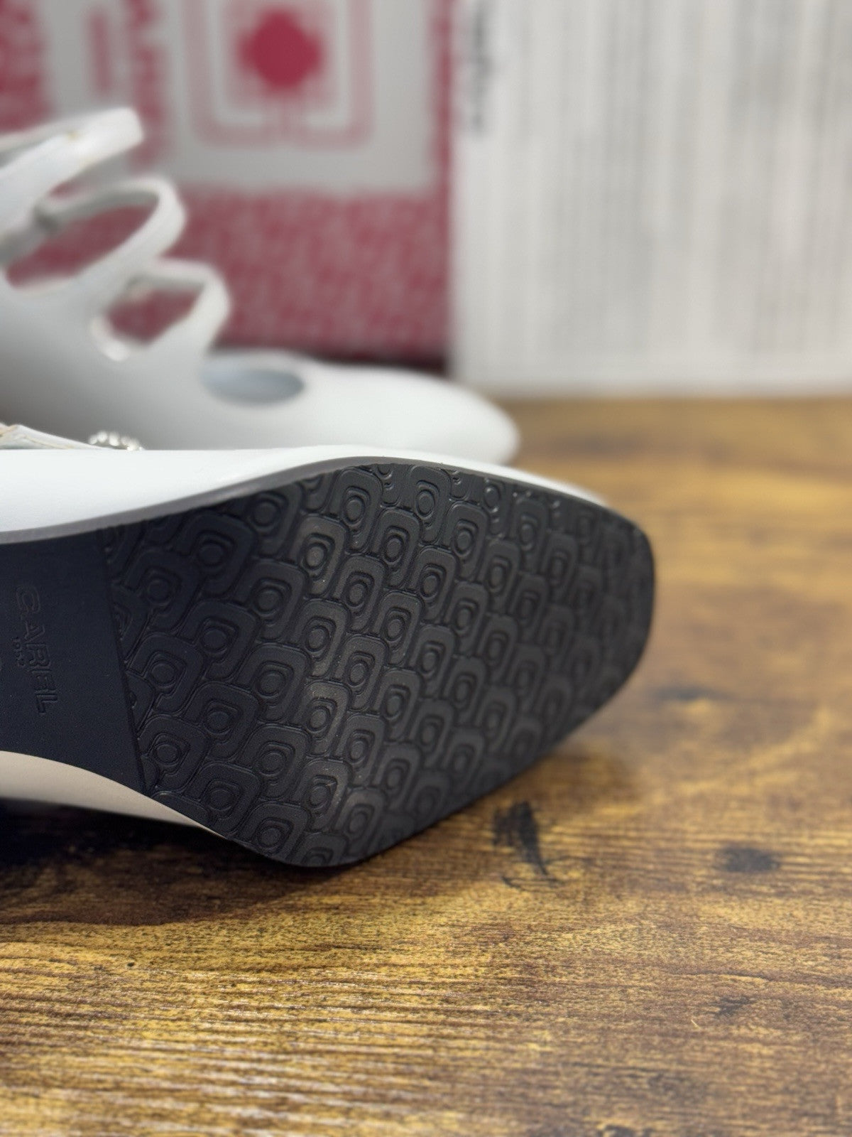 Carel Paris Décolletté Mary Jane Keel Pelle Bianco Luxury Con Tacco 38