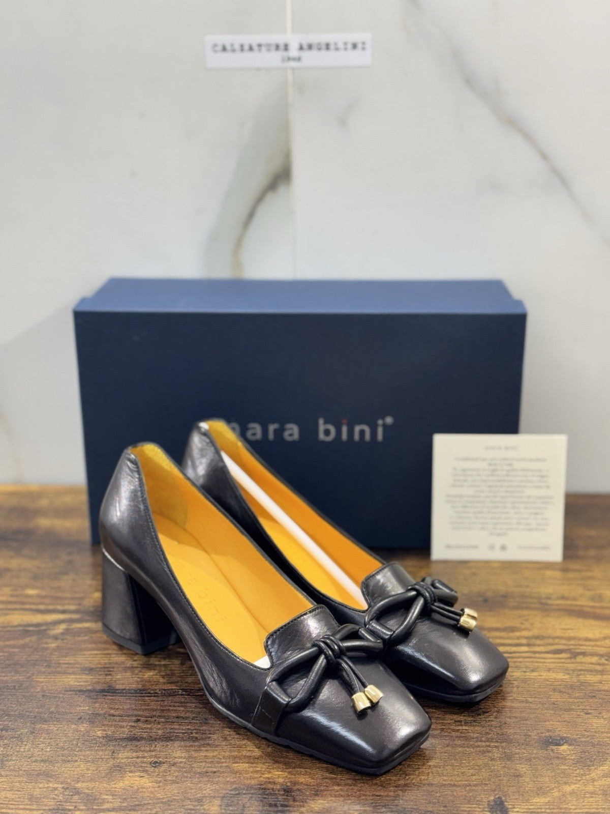 Mara Bini Mocassino Donna Pelle Nero Con Tacco Handmade Sacchetto 40