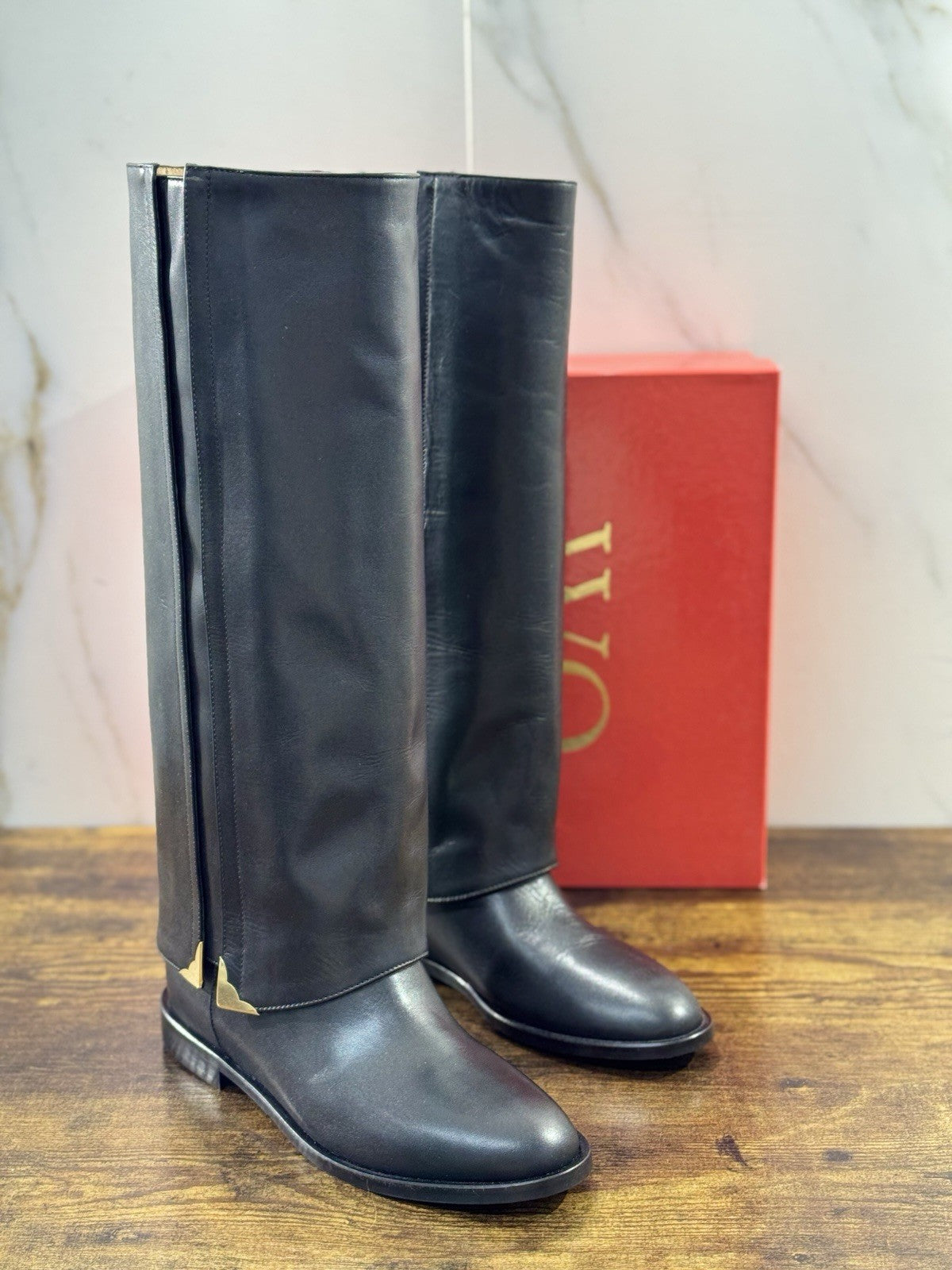 WO Milano Stivale donna Pelle Nero casual boot tacco luxury 36