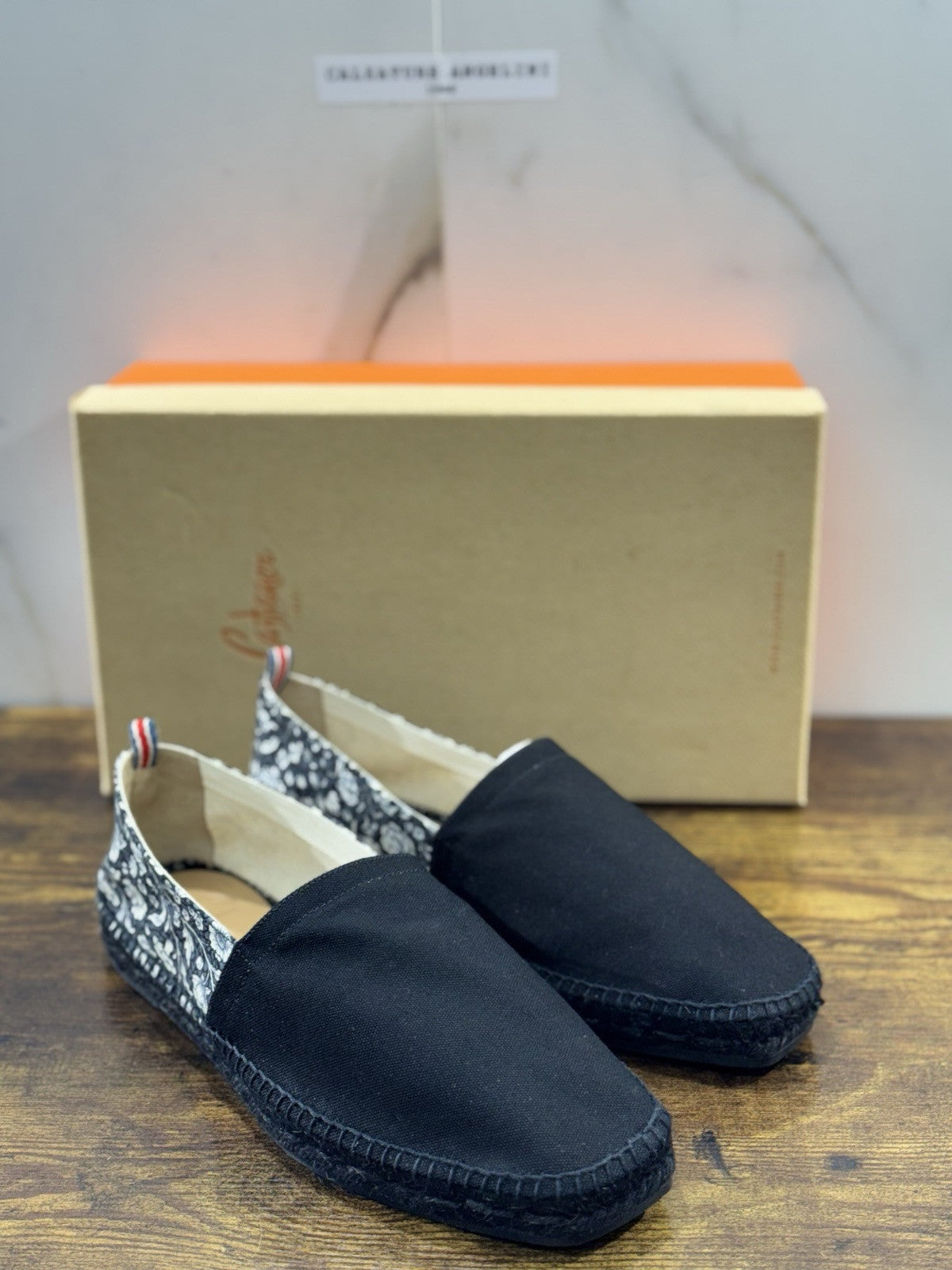 Castagner Espadrillas Uomo Mocassino Cotone Nero Fiore 42