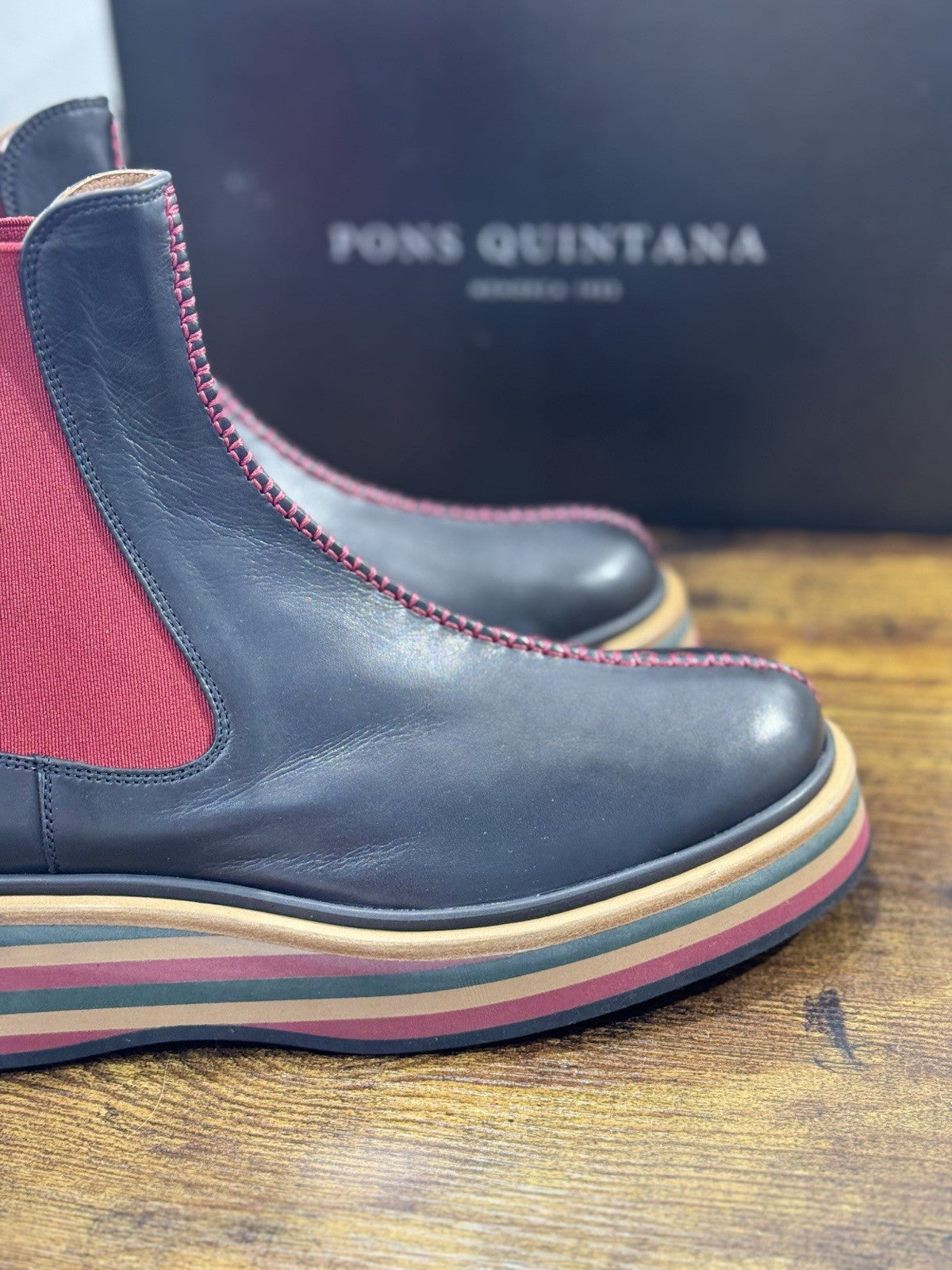 Pons Quintana Chelsea Boot Donna Pelle Nera Casual Woman 40