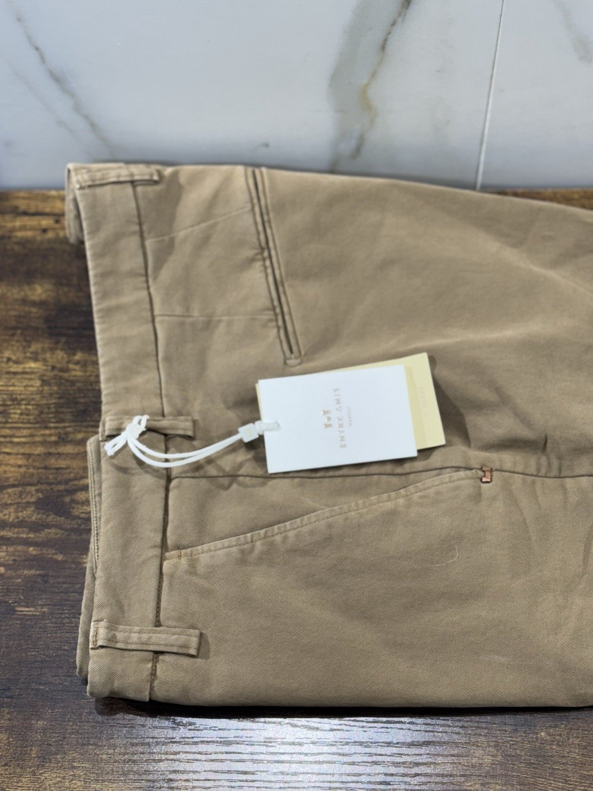 Entre Amis Pantalone Sartoriale Tasche America Beige Scuro Made In Italy 32
