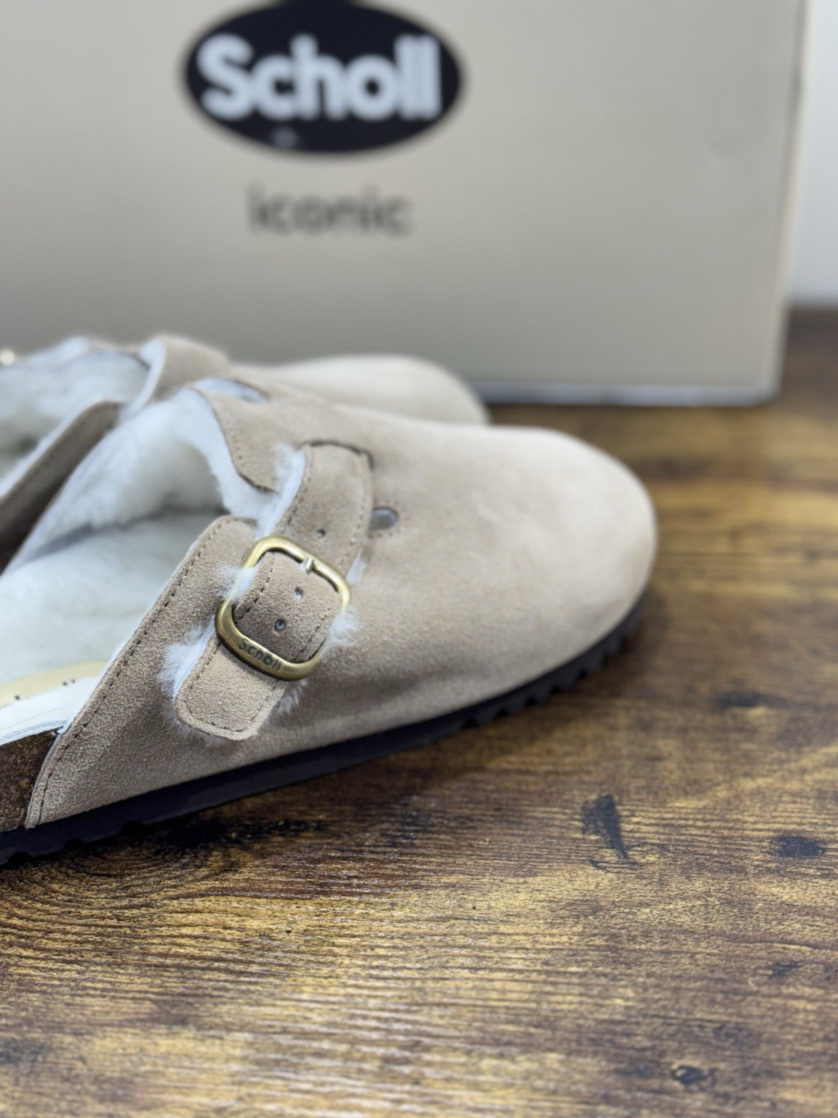 Scholl Fae New F Sabot Donna Suede Taupe Casual 38