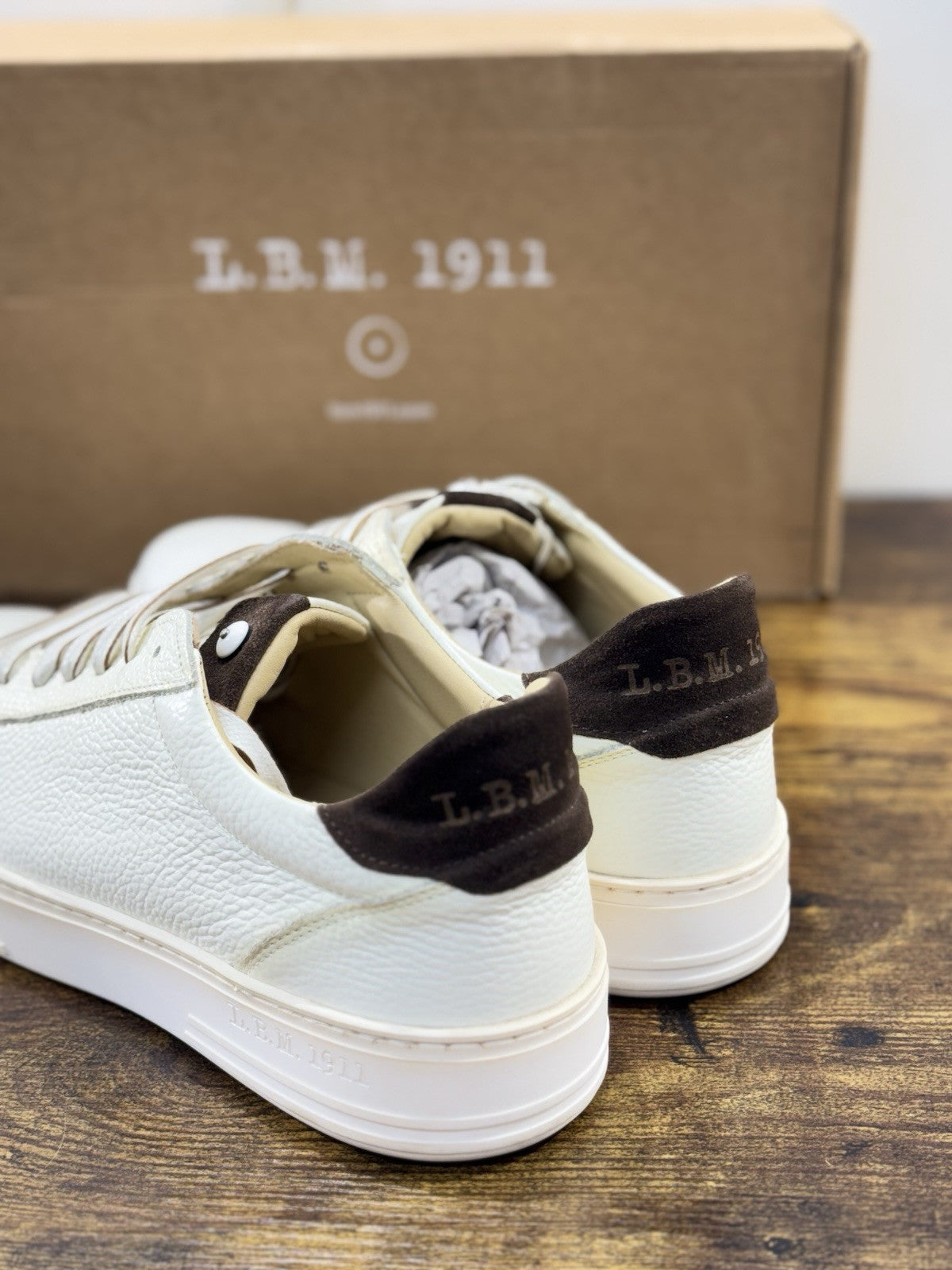 l.b.m. 1911 Sneaker Uomo Icon Pelle Bianca Testa Moro Made In Italy 43