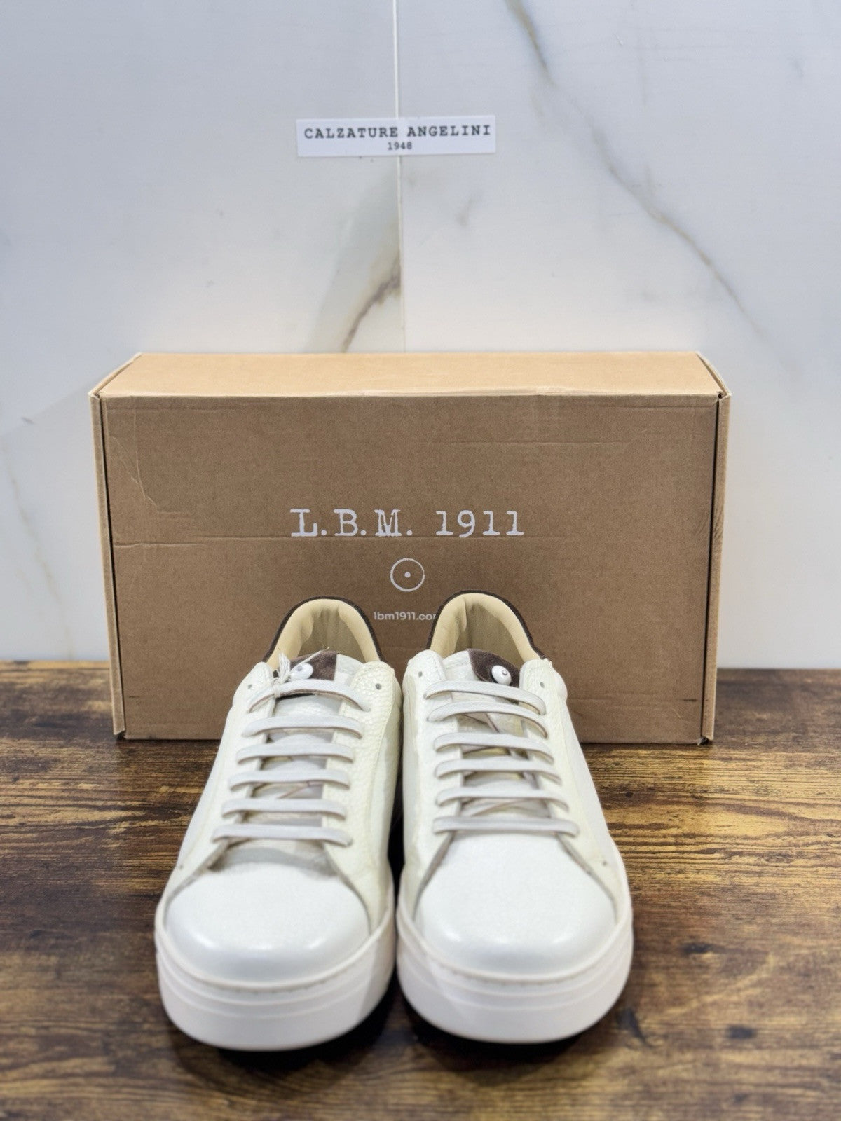 l.b.m. 1911 Sneaker Uomo Icon Pelle Bianca Testa Moro Made In Italy 43