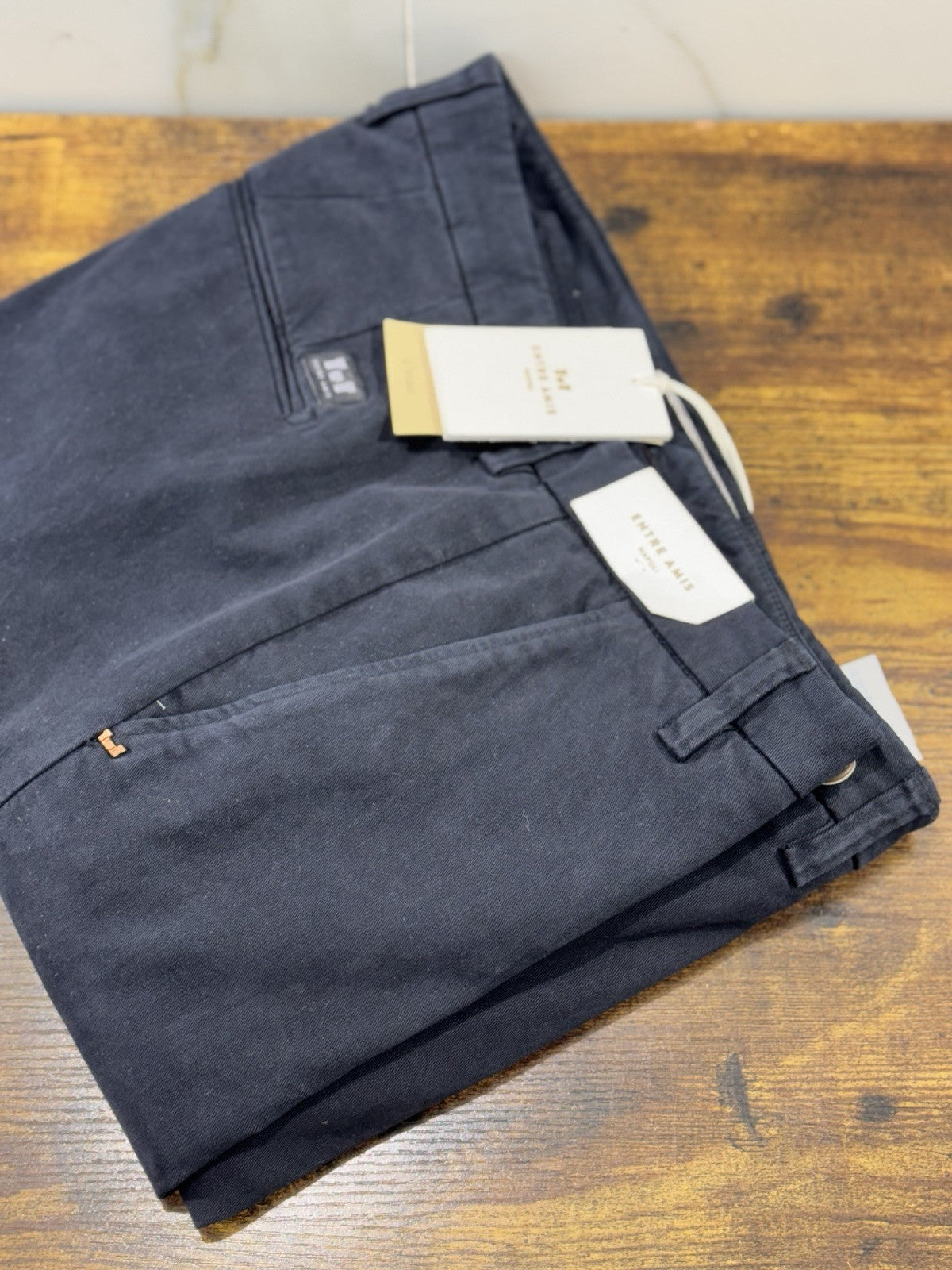 Entre Amis Pantalone Sartoriale Tasche America Blu Made In Italy 36
