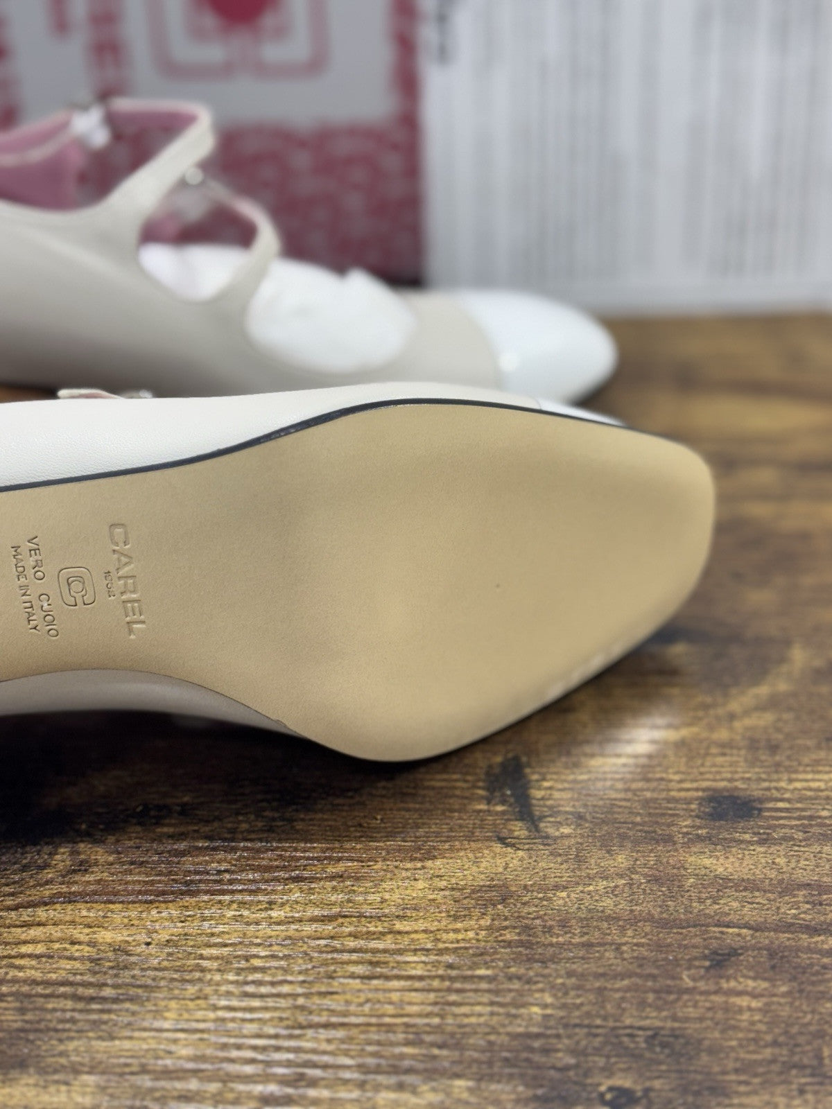 Carel Paris Décolletté Mary Jane Cherry Beige Bianco Luxury 37