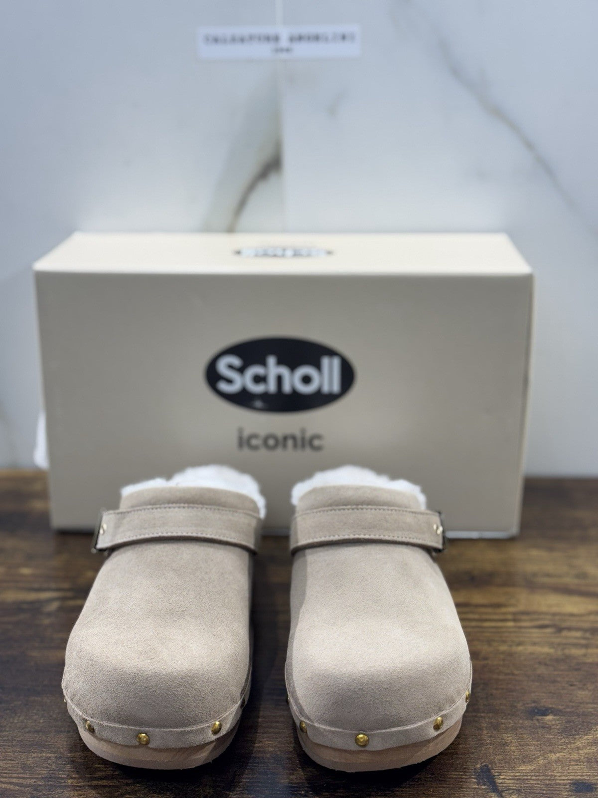 Scholl Pescura Robin Zoccolo Donna Suede Taupe Casual Clogs 38