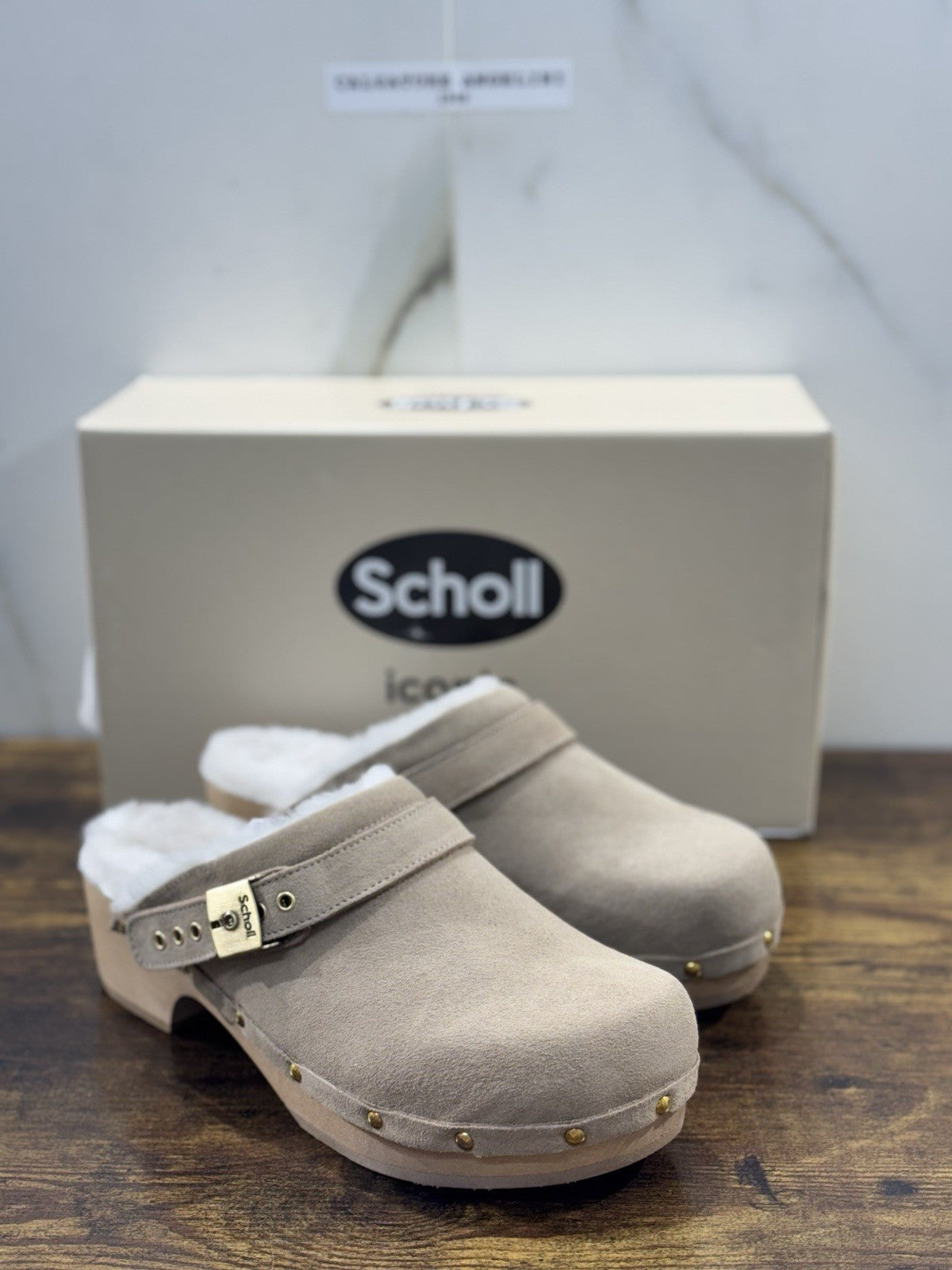Scholl Pescura Robin Zoccolo Donna Suede Taupe Casual Clogs 38