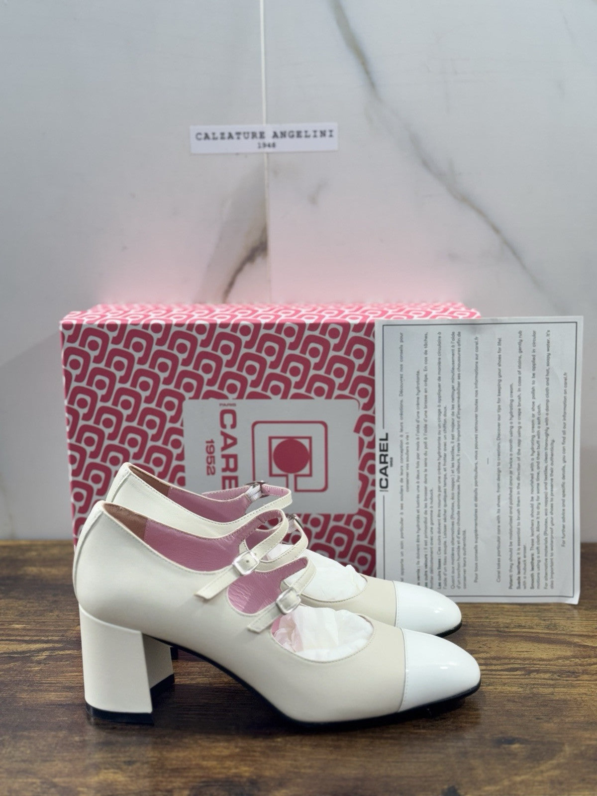 Carel Paris Décolletté Mary Jane Cherry Beige Bianco Luxury 37