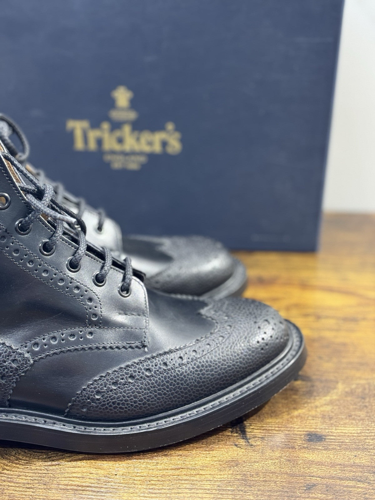 Tricker’s Stow Country boot fondo cuoio pelle Nero luxury boot 7.5