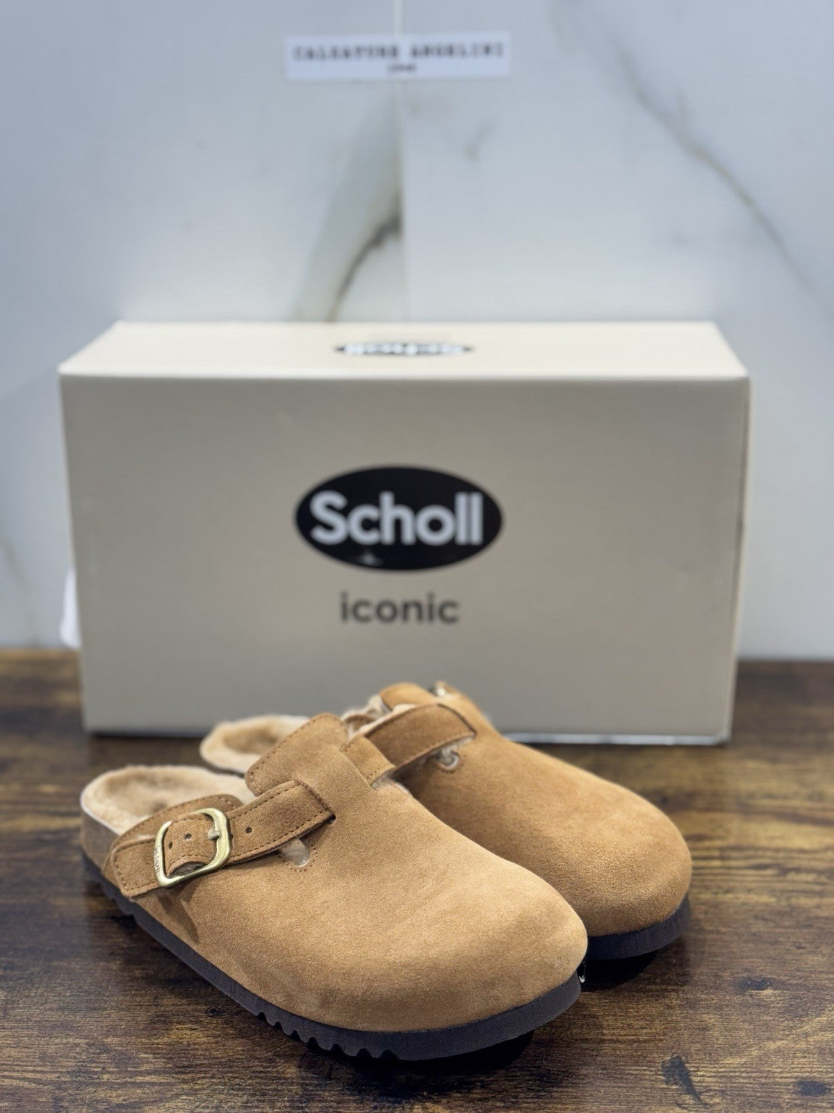 Scholl Fae New F Sabot Donna Suede Cognac Casual 38