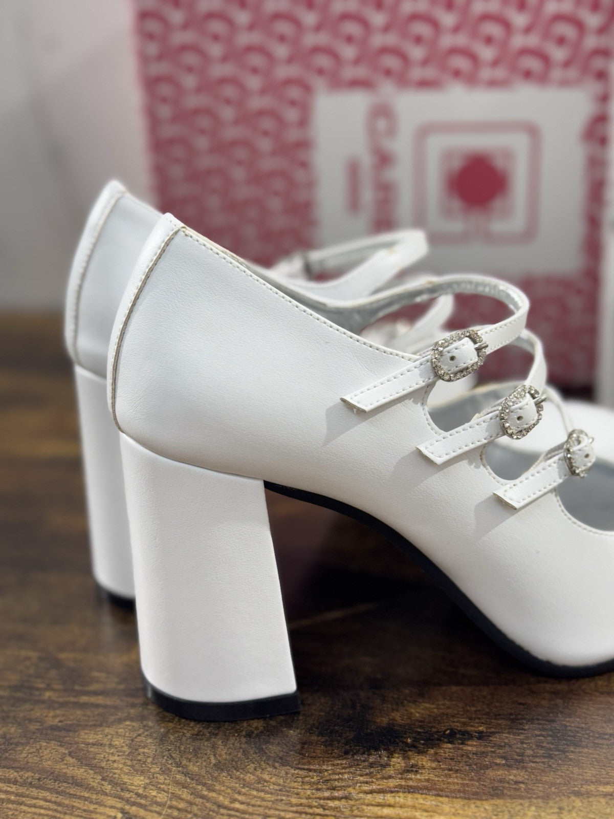 Carel Paris Décolletté Mary Jane Keel Pelle Bianco Luxury Con Tacco 40