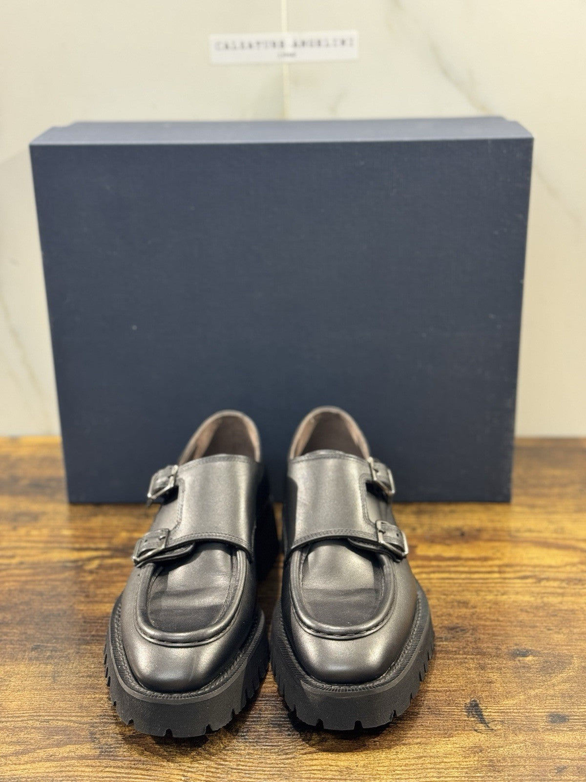 Seboy’s Mocassino Doppia Fibbia Donna Pelle Nero Casual Woman Loafer 37