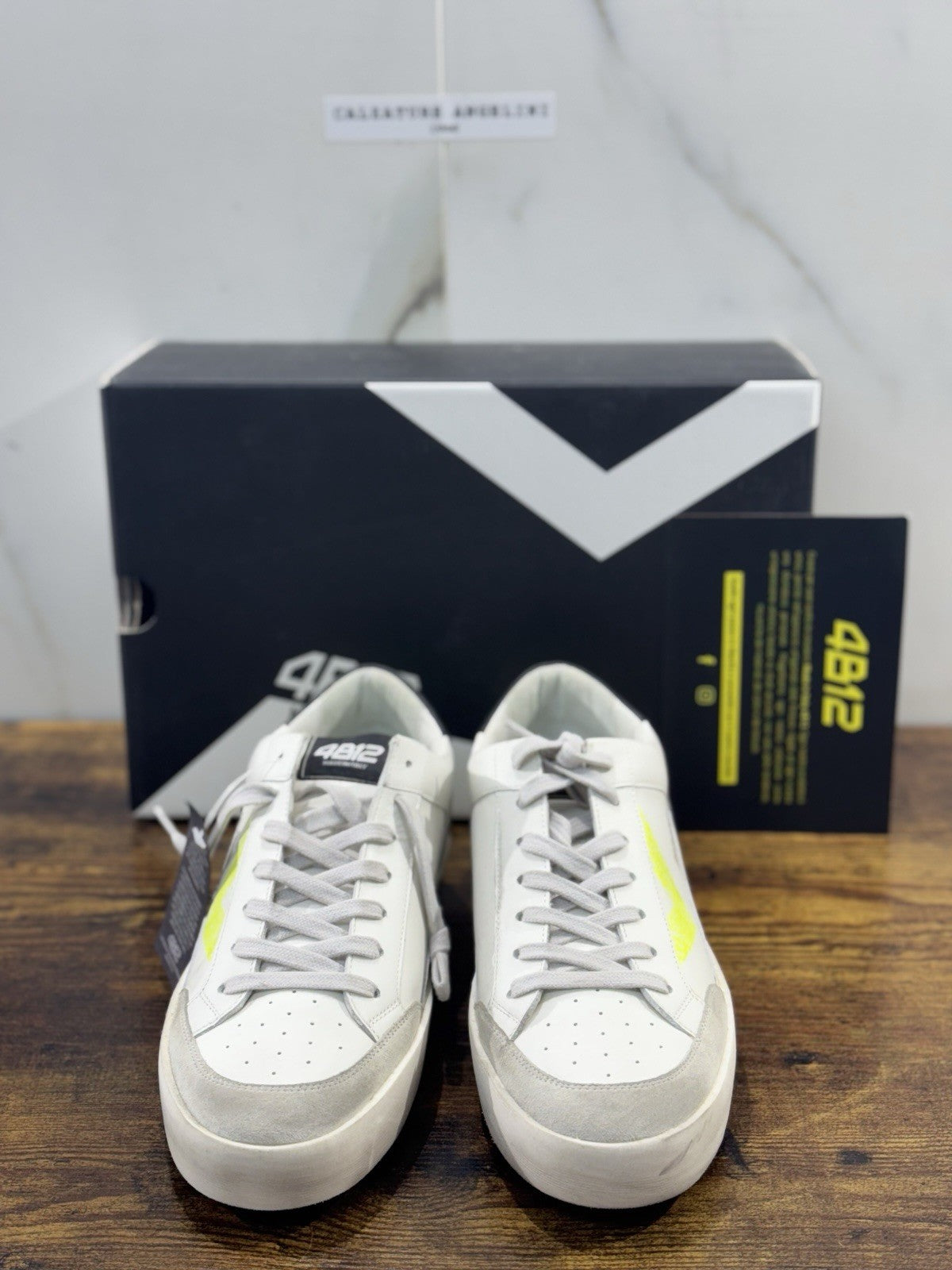 4B12 Sneaker Uomo Kyle Pelle White Casual Shoe 41