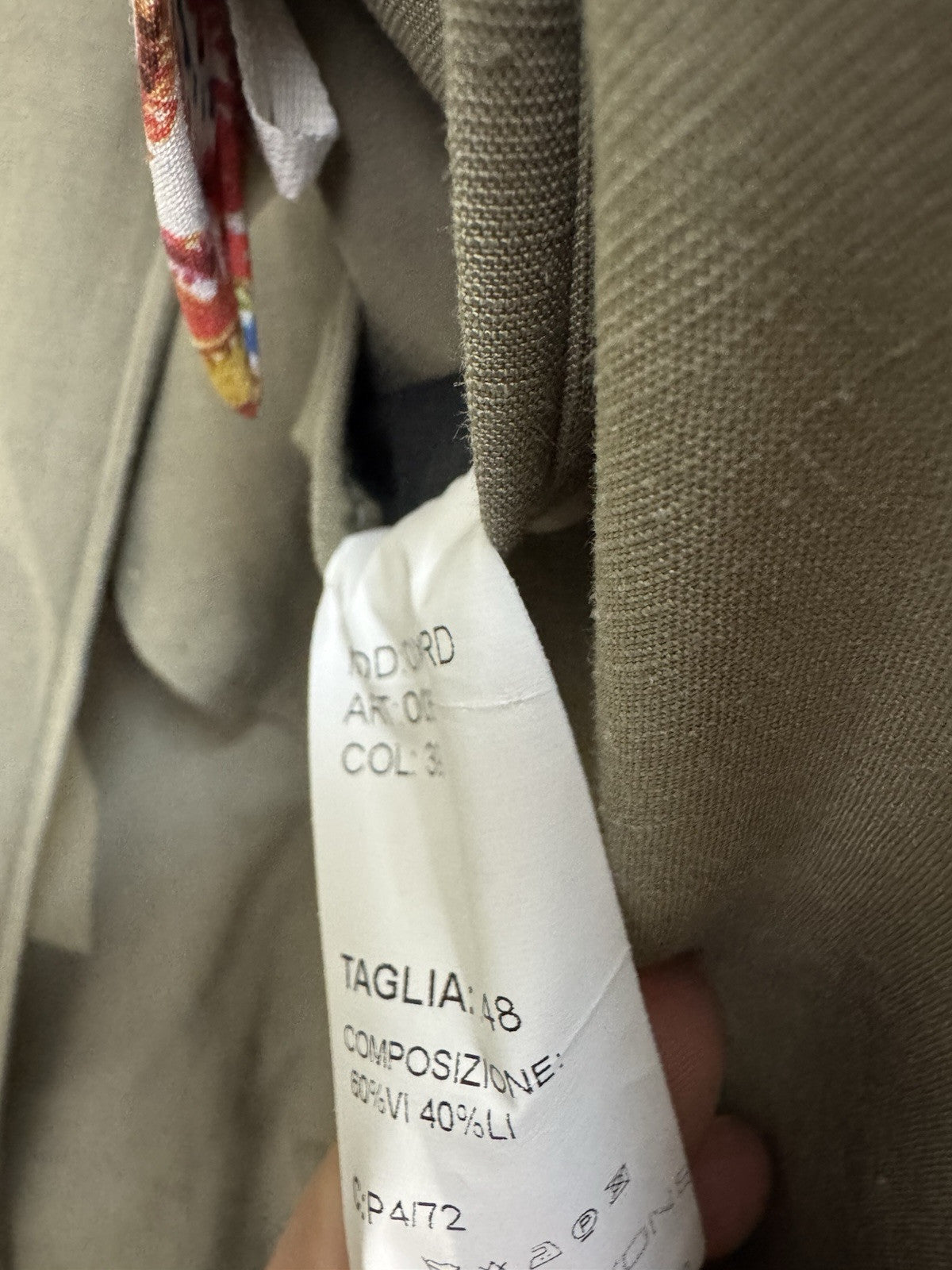 Twenty One Giacca Uomo 2 Bottoni Verde Misto Lino Made In Italy 50
