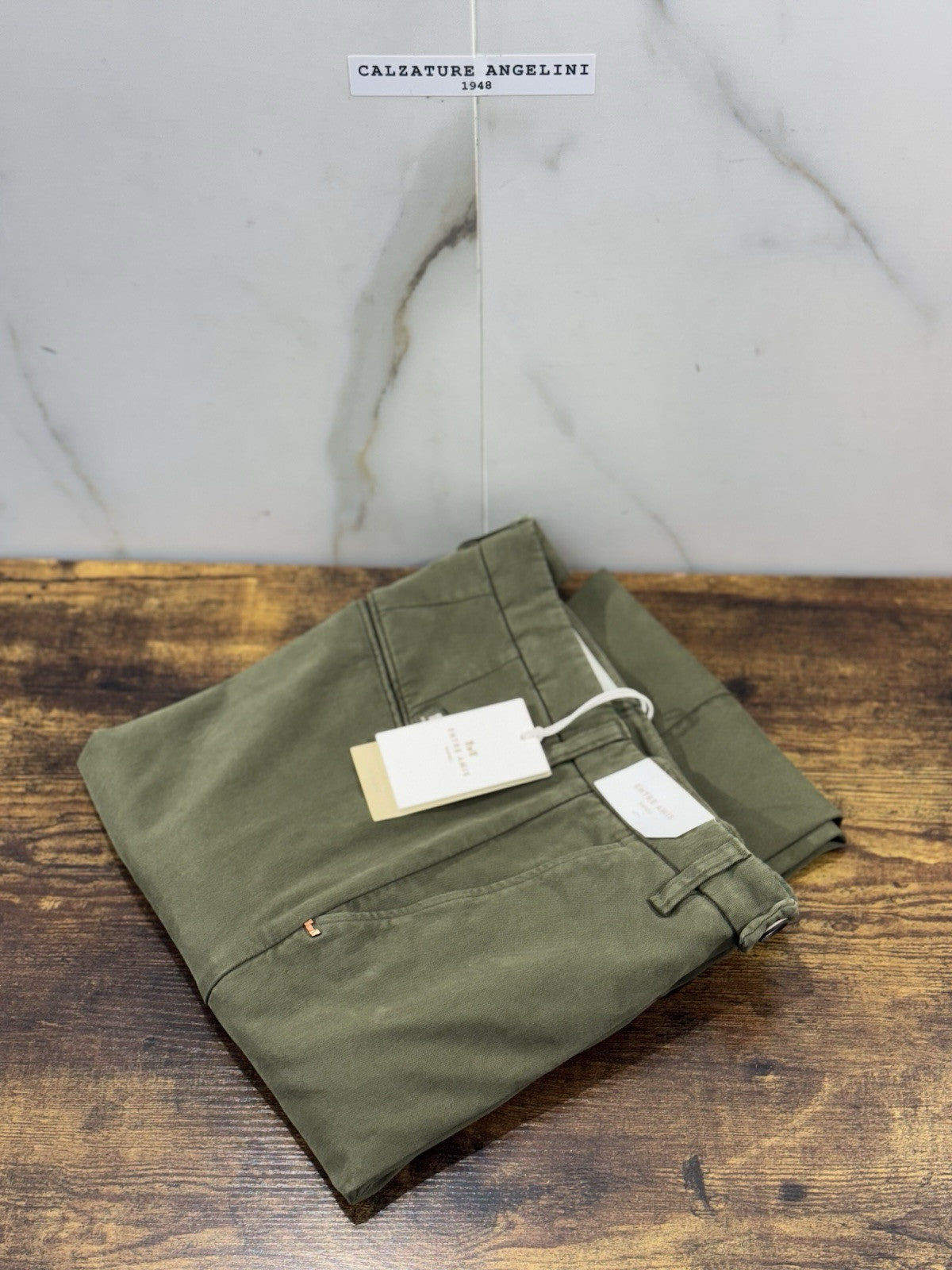 Entre Amis Pantalone Sartoriale Tasche America Verde Militare Made In Italy 30