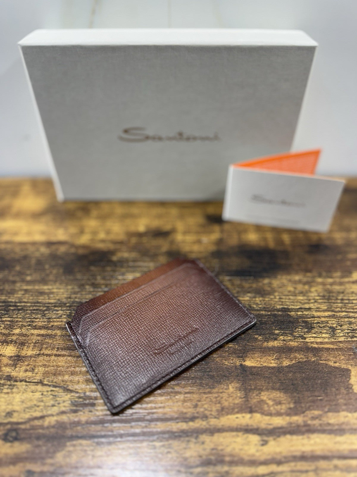 Porta Carte Di Credito Pelle Marrone Santoni Luxury Men Wallet Santoni