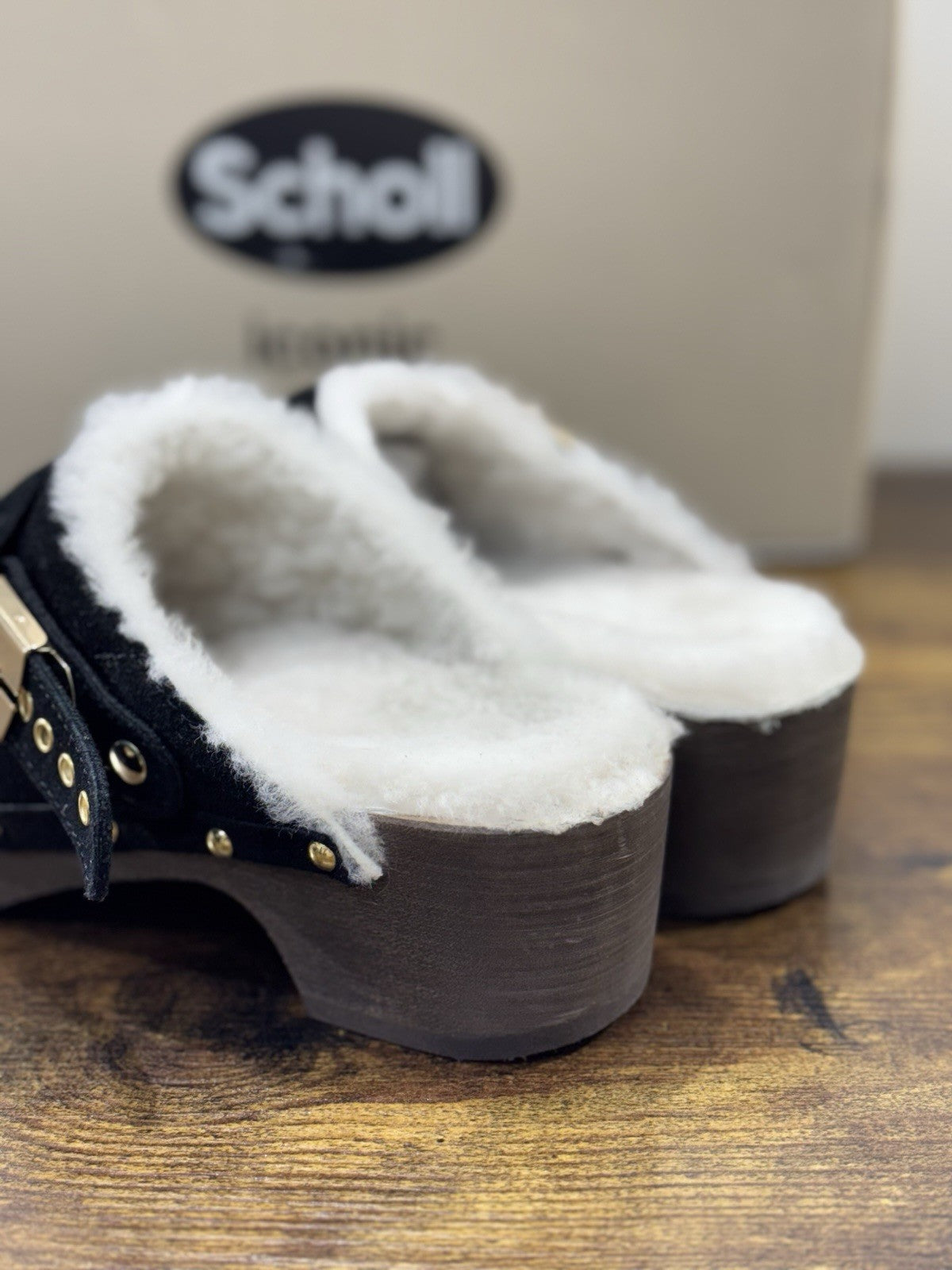 Scholl Pescura Robin Zoccolo Donna Suede Nero Casual Clogs 38