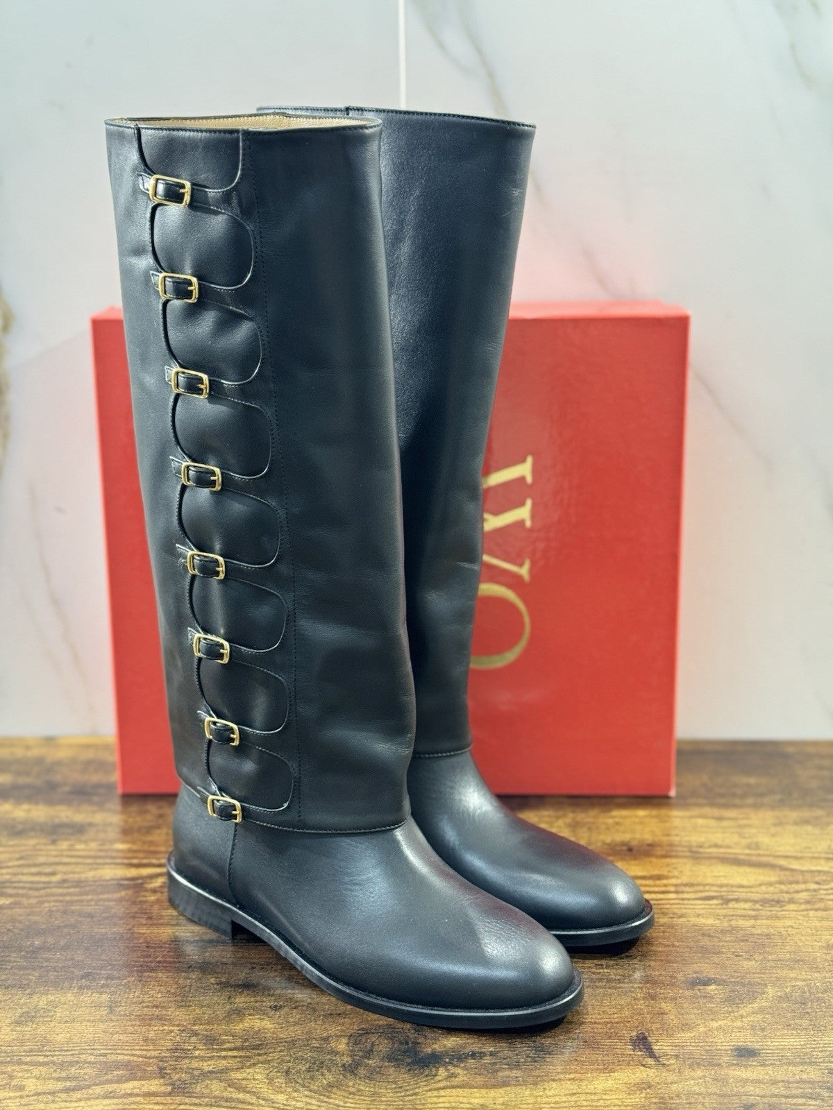 WO Milano Stivale donna Pelle Nero casual boot tacco luxury 36