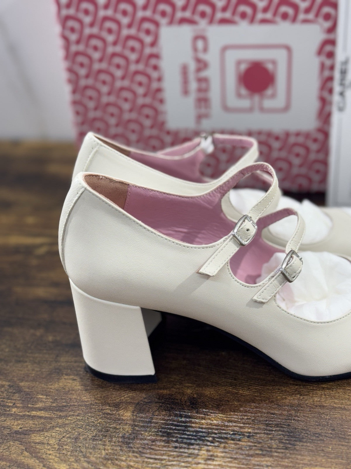 Carel Paris Décolletté Mary Jane Cherry Beige Bianco Luxury 37
