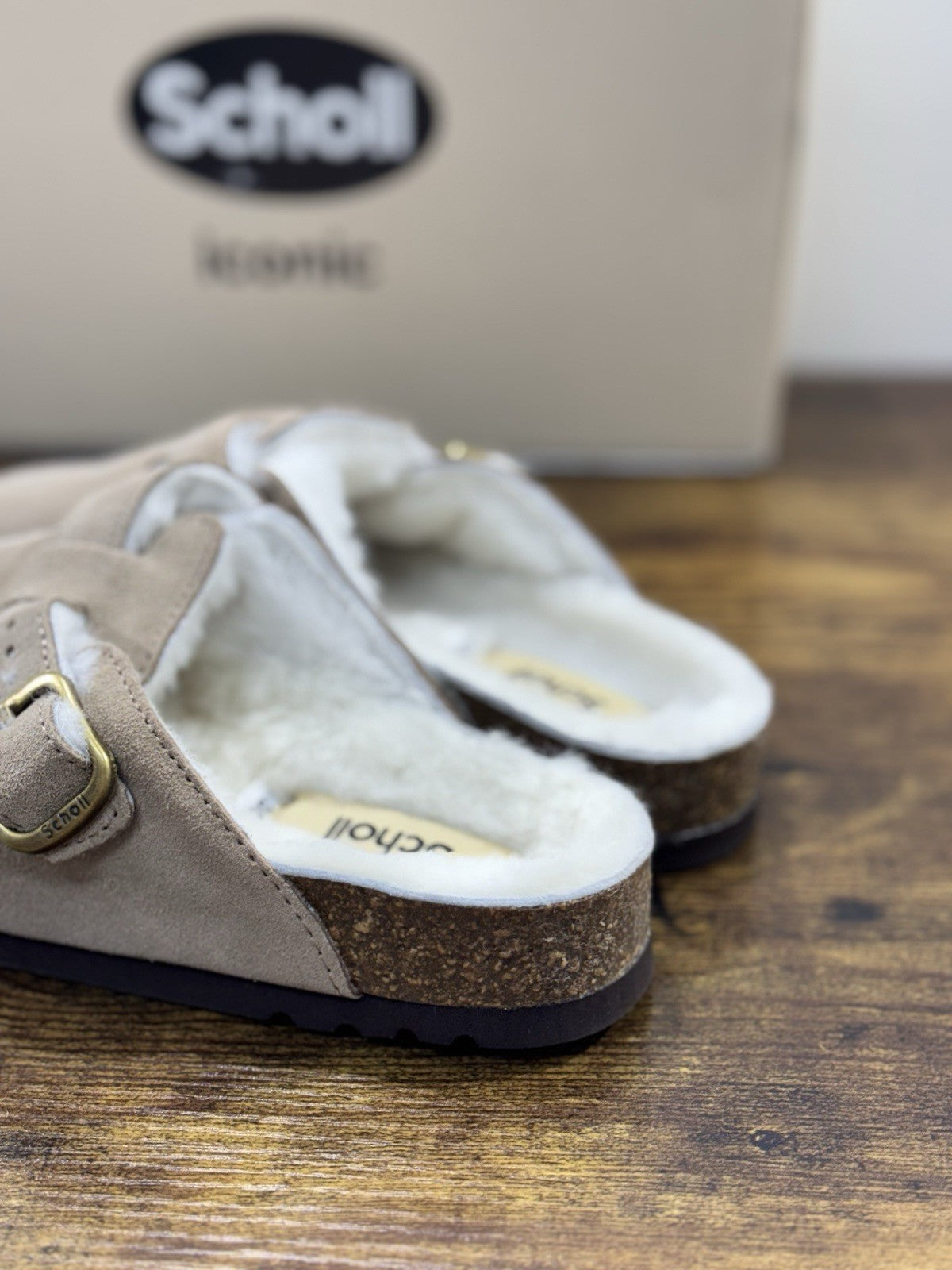 Scholl Fae New F Sabot Donna Suede Taupe Casual 38