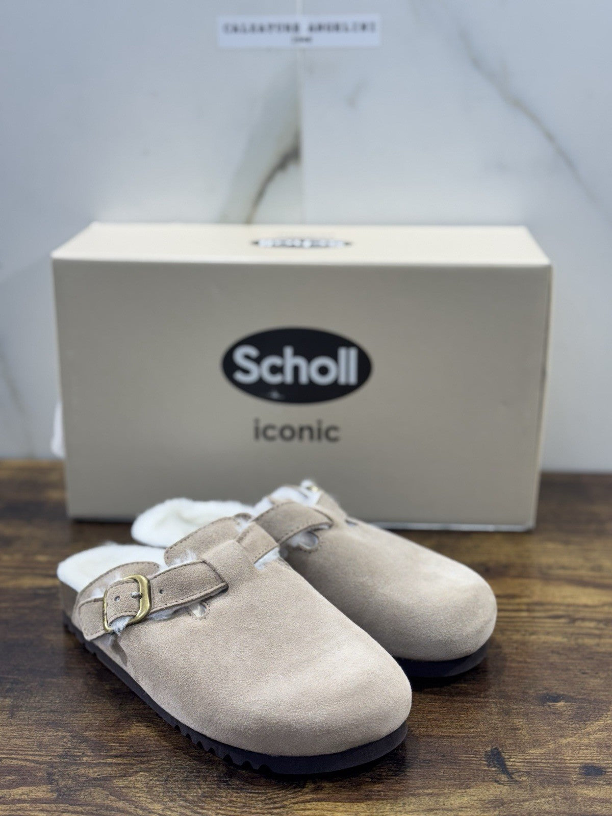 Scholl Fae New F Sabot Donna Suede Taupe Casual 38