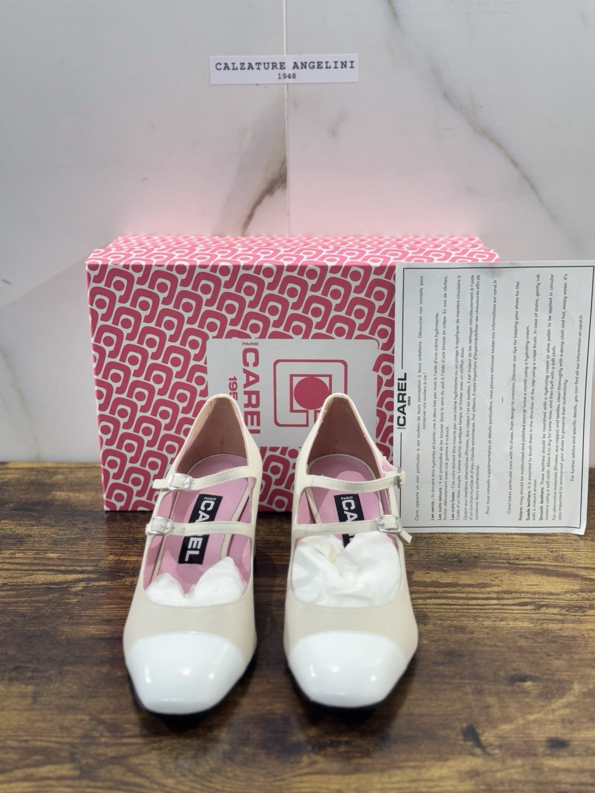 Carel Paris Décolletté Mary Jane Cherry Beige Bianco Luxury 37