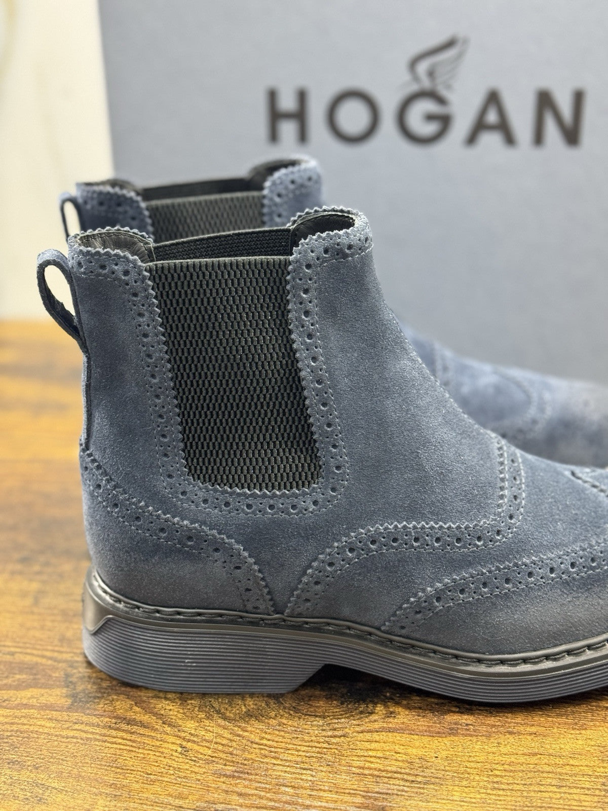 Hogan H576 Chelsea Boot Uomo Suede Blu Extra Light Casual Hogan Boot Men 43