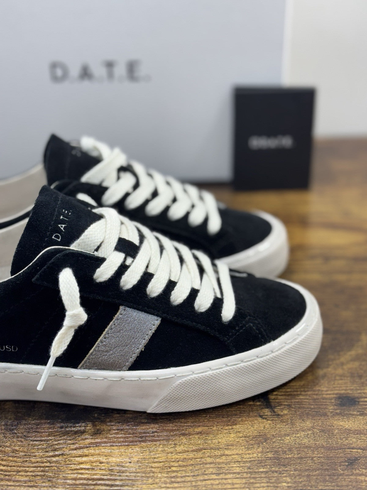 D.A.T.E Hill Low Donna sneaker Pelle Used Black Casual Shoes 36
