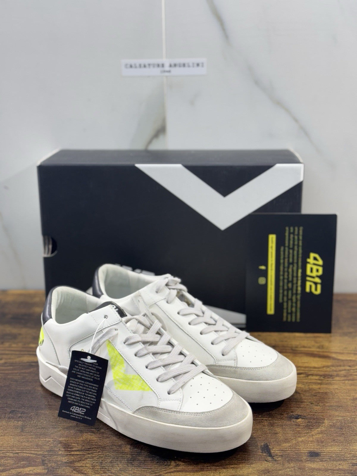 4B12 Sneaker Uomo Kyle Pelle White Casual Shoe 41