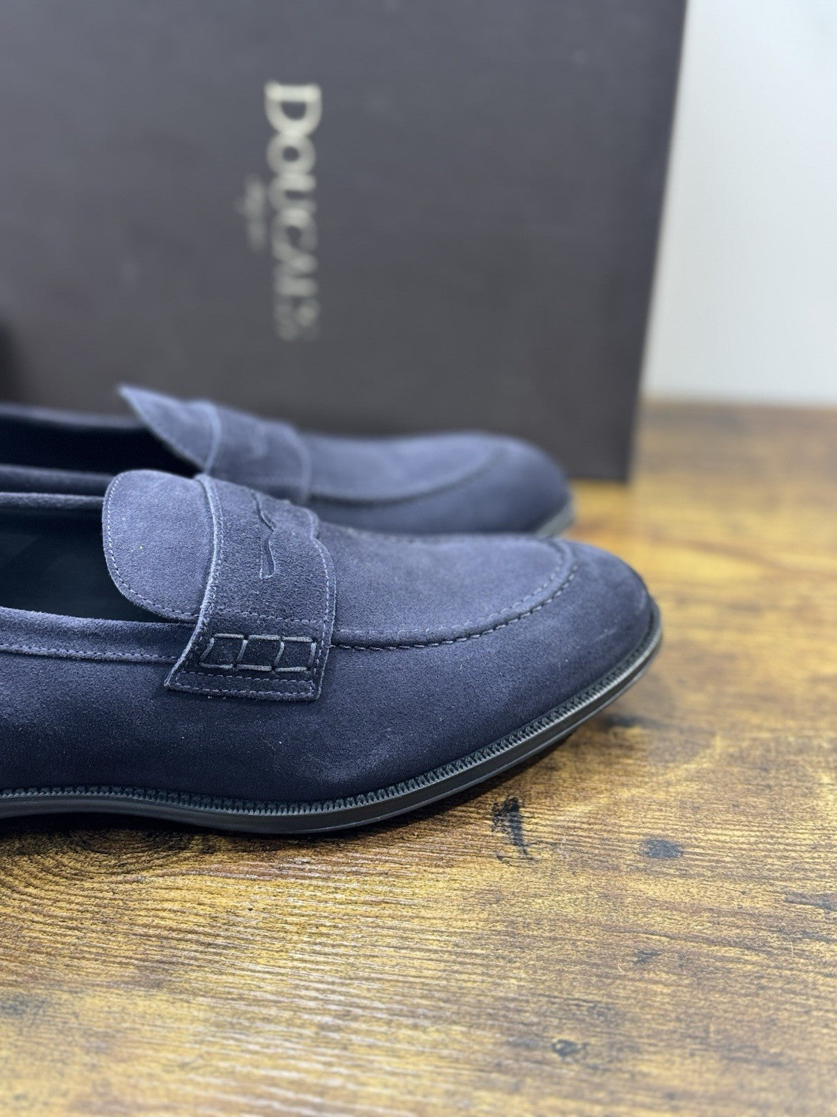 Doucal’s Mocassino Suede Blu  Fondo Gomma Luxury Doucal’s Uomo 43
