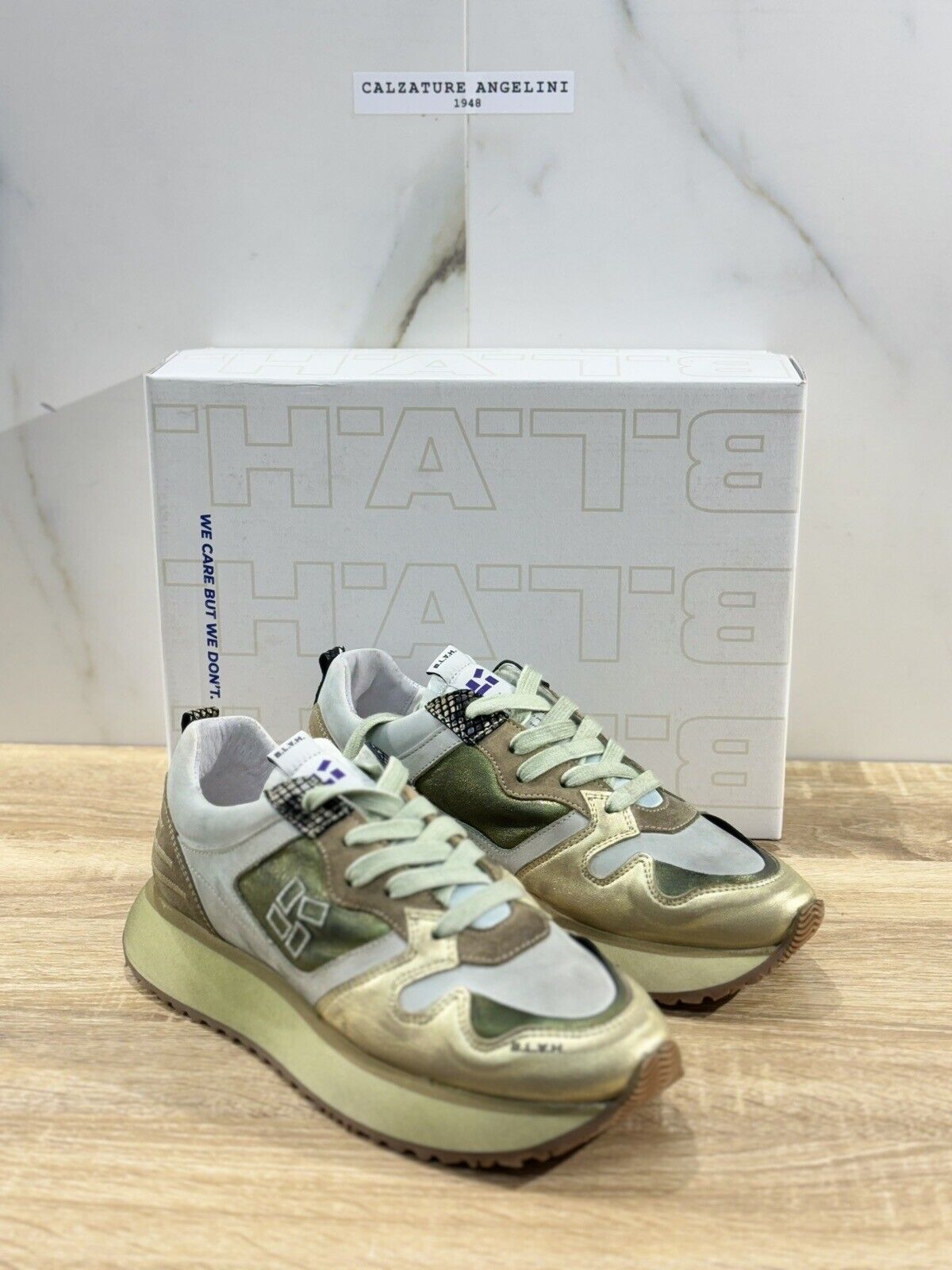 B.L.A.H Sneaker Donna Casual Pelle Verde Modello Luisa 40