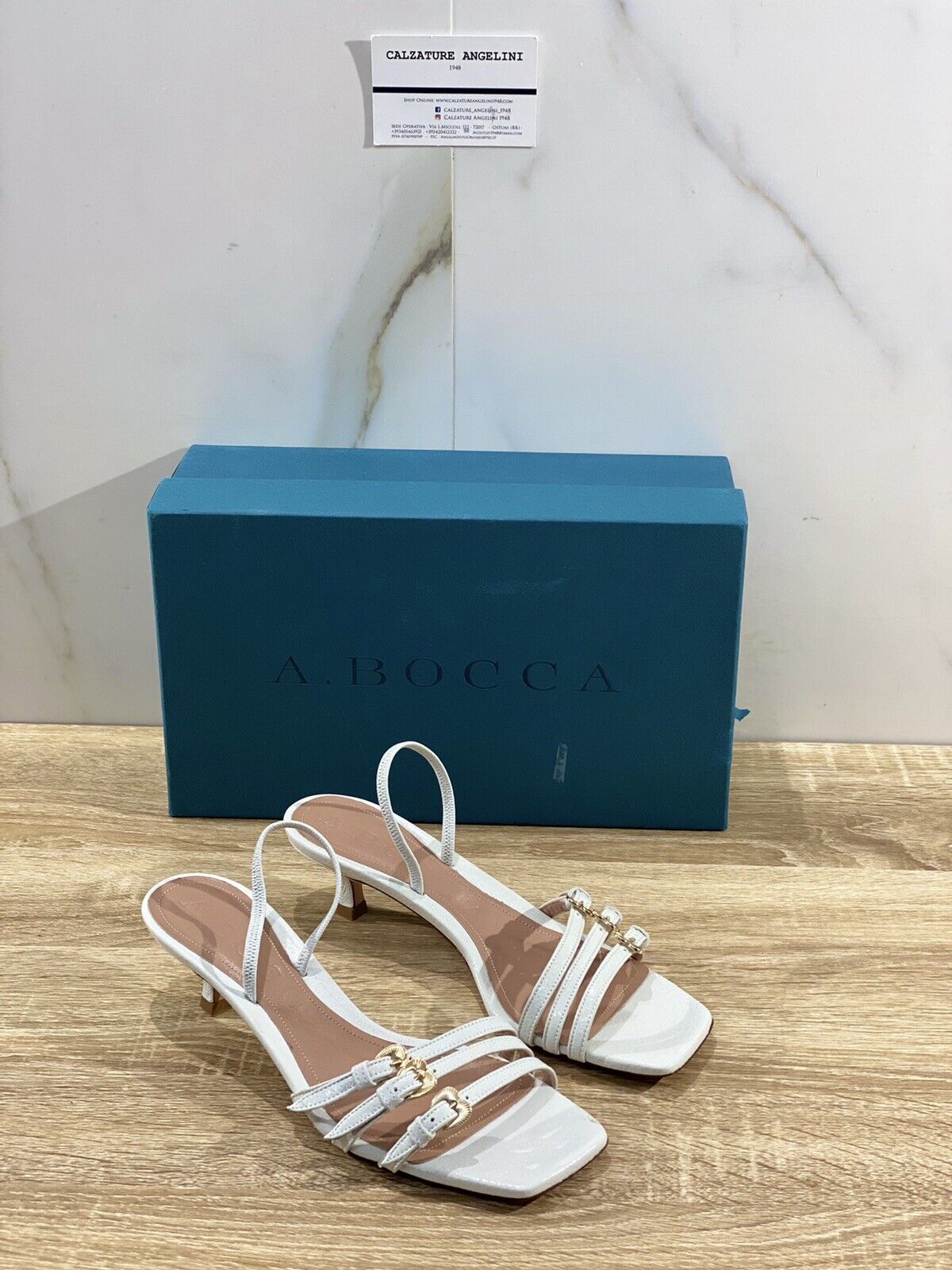 A.bocca Sandalo Donna AB2309  In Pelle Bianco Luxury Sandal Woman 40